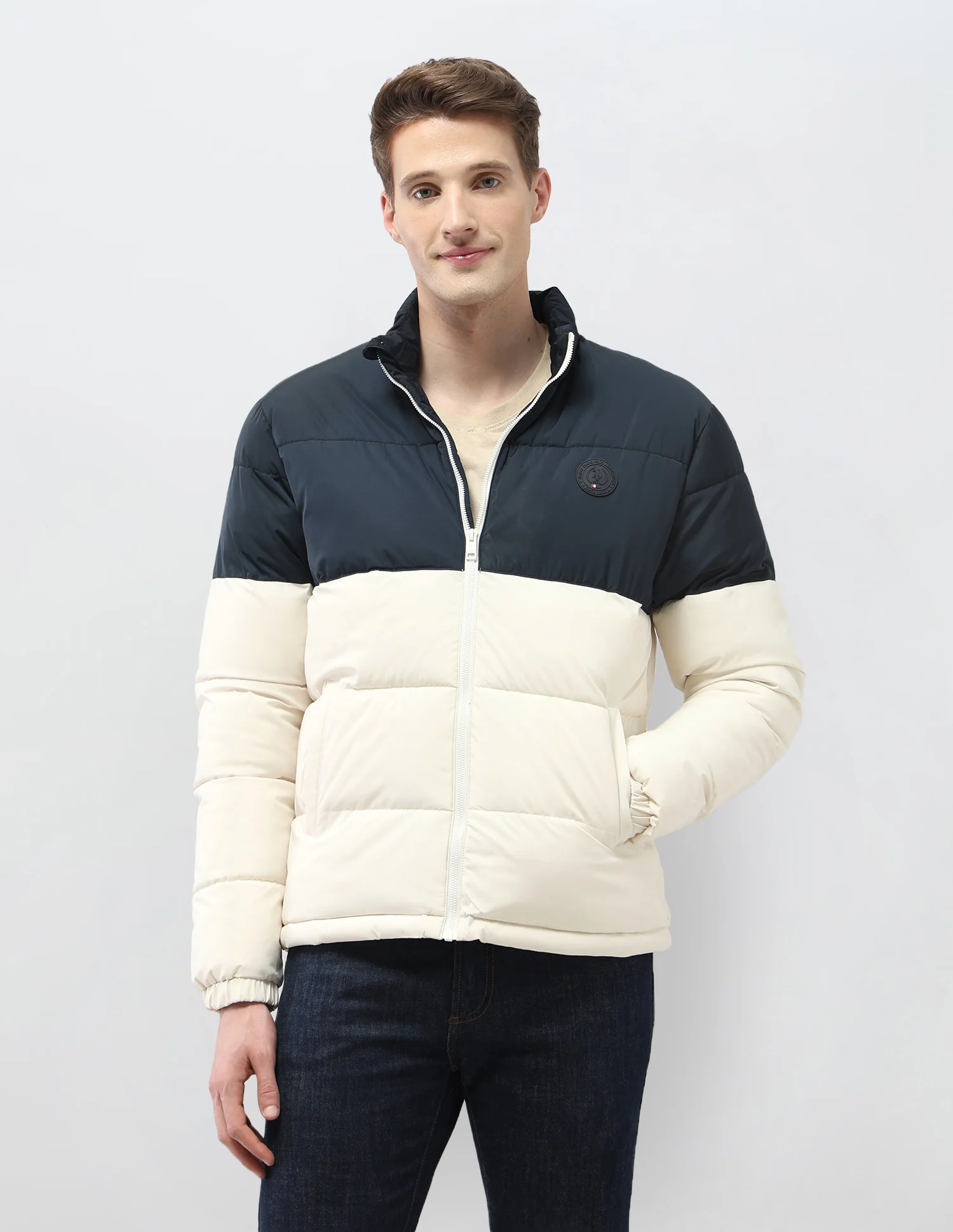Colour Blocked Regular Fit Puffer Jacket - Image 6