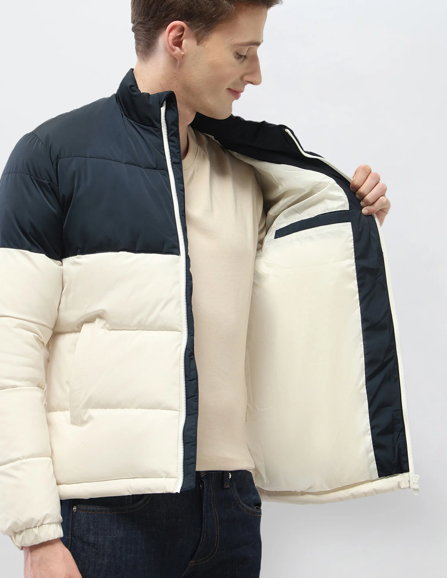 Colour Blocked Regular Fit Puffer Jacket - Image 8