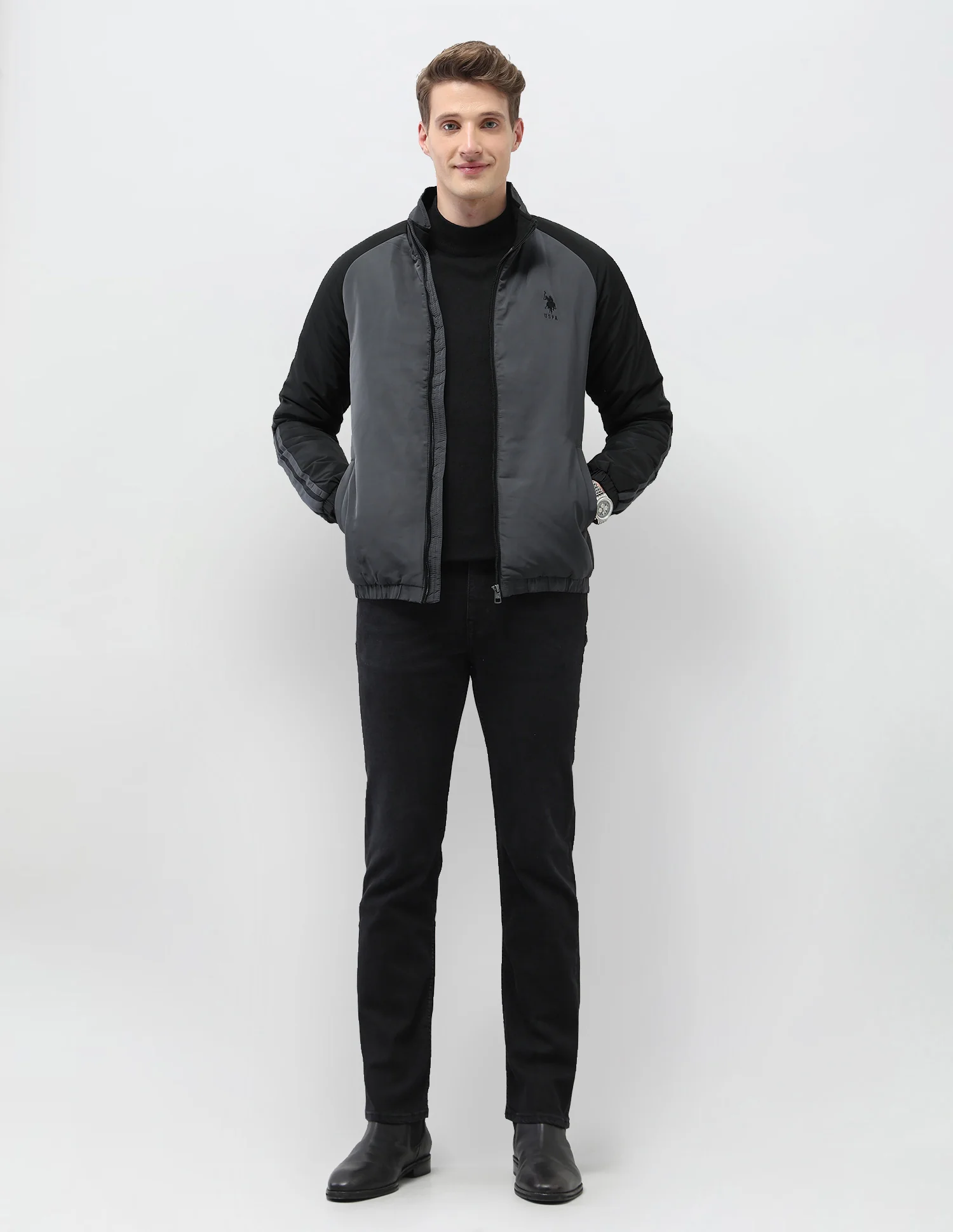 Colour Blocked Regular Fit Puffer Jacket - Image 3