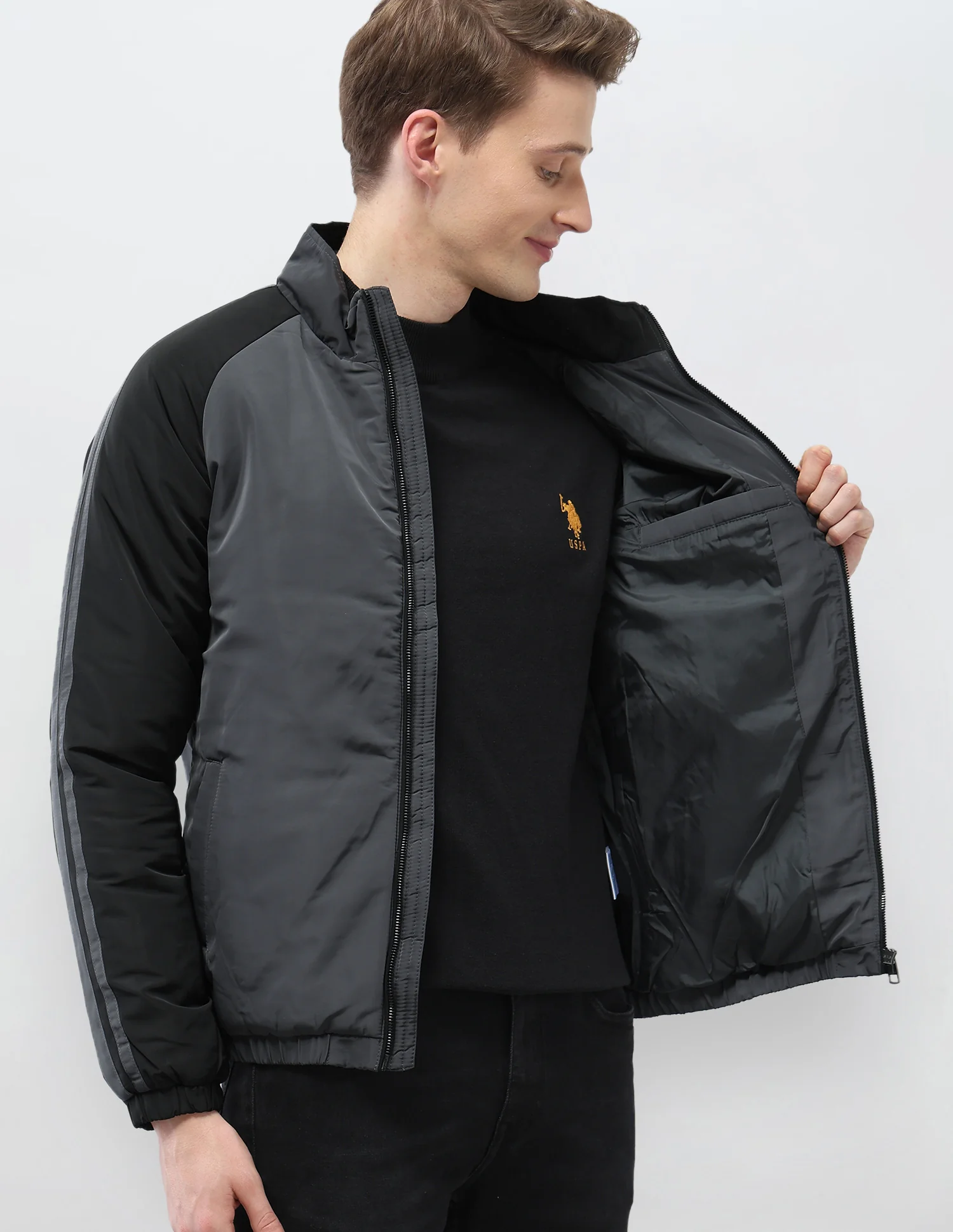 Colour Blocked Regular Fit Puffer Jacket - Image 9
