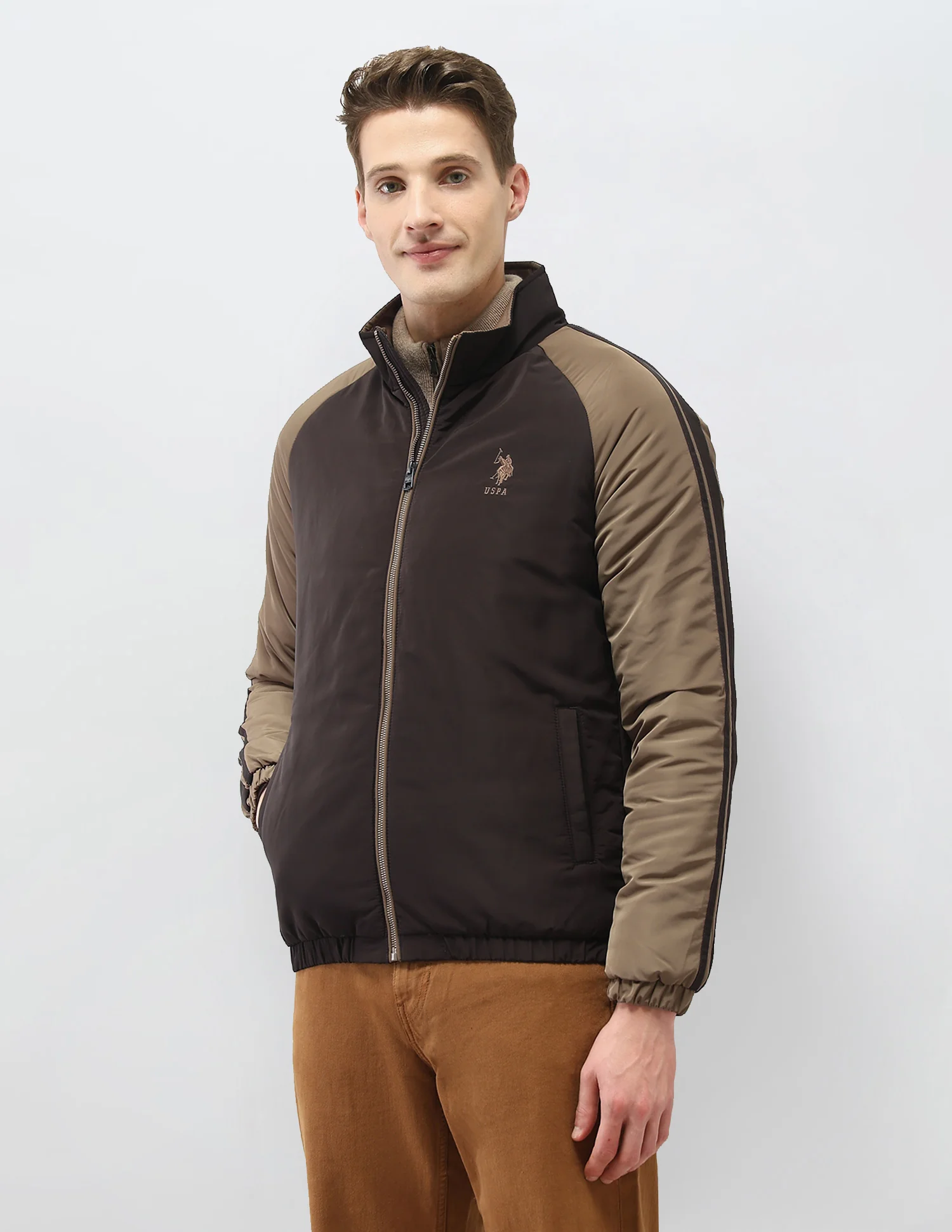 Colour Blocked Regular Fit Puffer Jacket - Image 4
