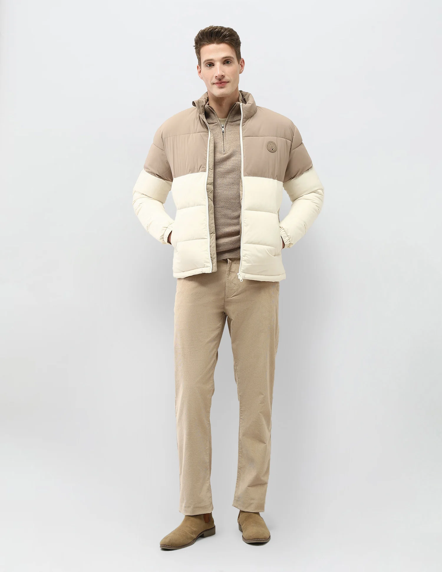 Colour Blocked Regular Fit Puffer Jacket - Image 3