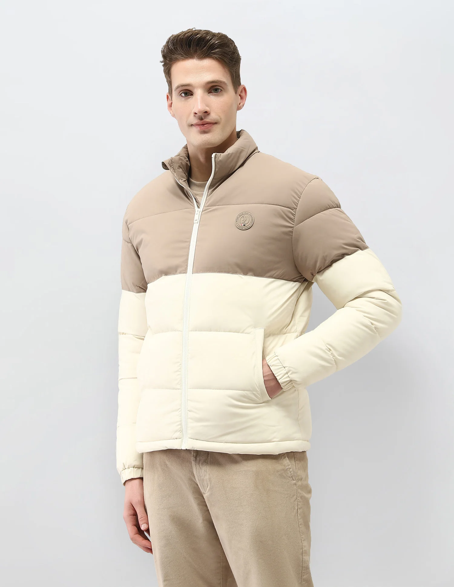 Colour Blocked Regular Fit Puffer Jacket - Image 4