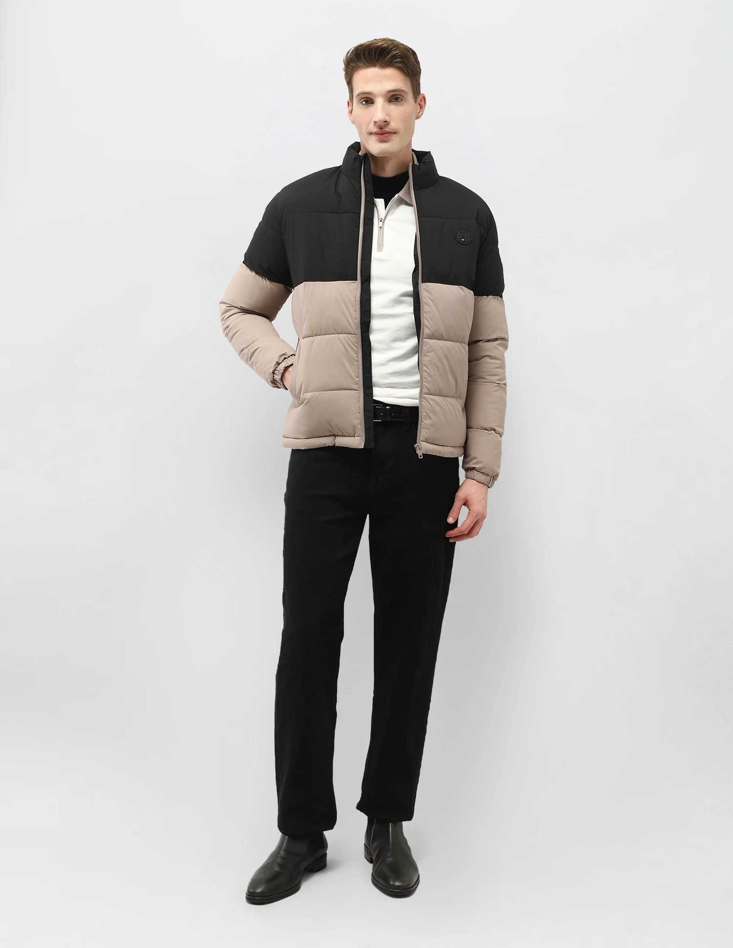 Colour Blocked Regular Fit Puffer Jacket - Image 3