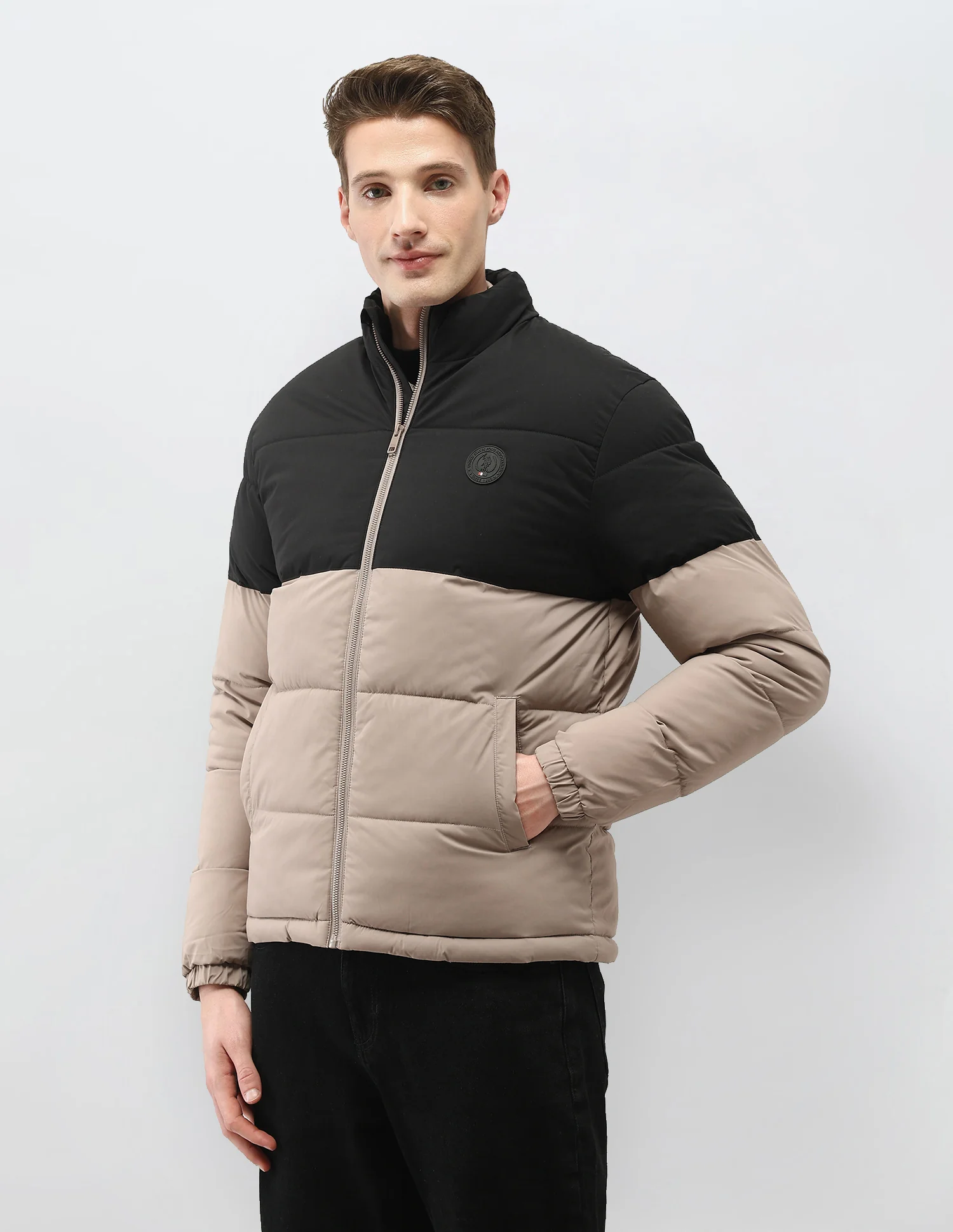 Colour Blocked Regular Fit Puffer Jacket - Image 4