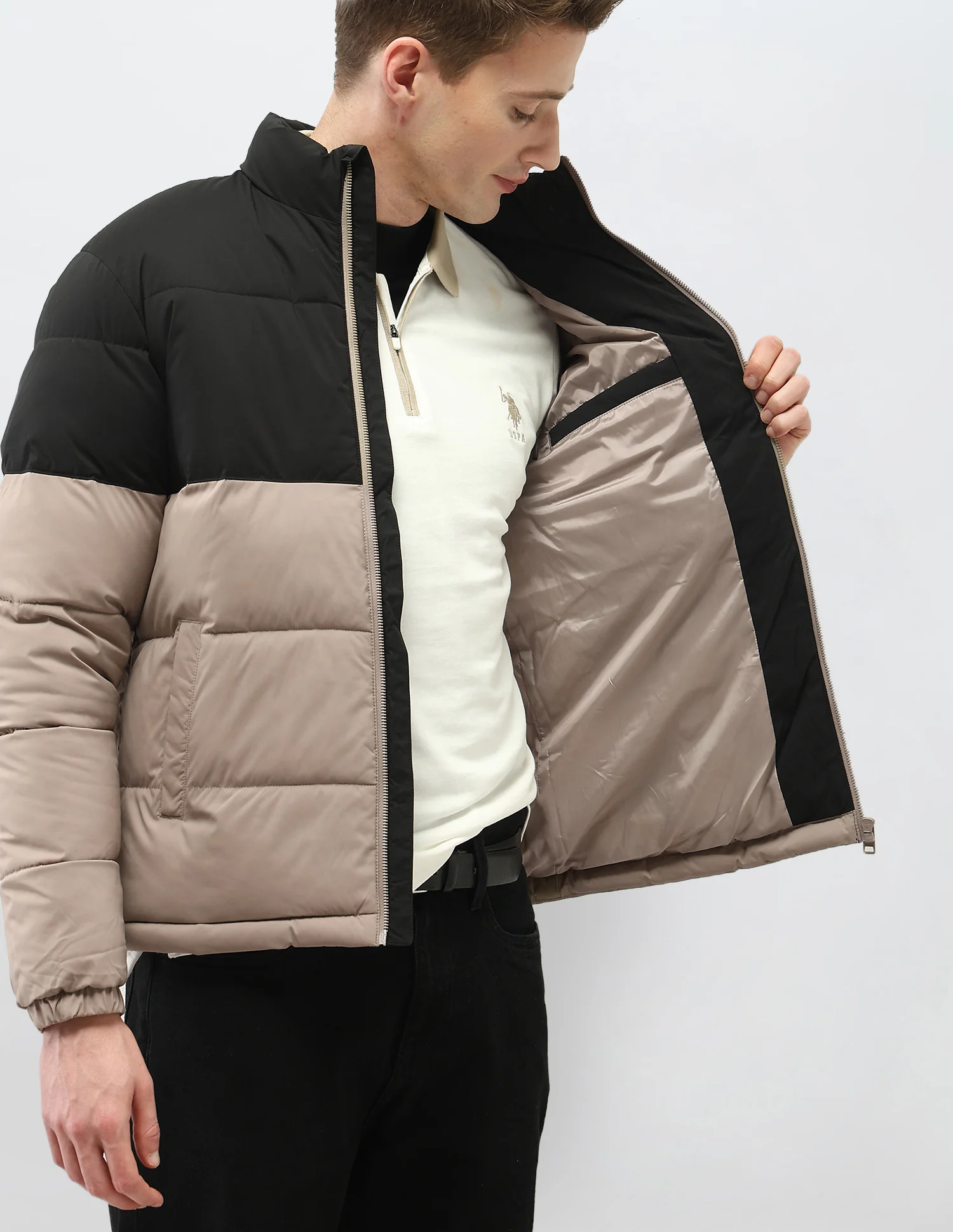 Colour Blocked Regular Fit Puffer Jacket - Image 8