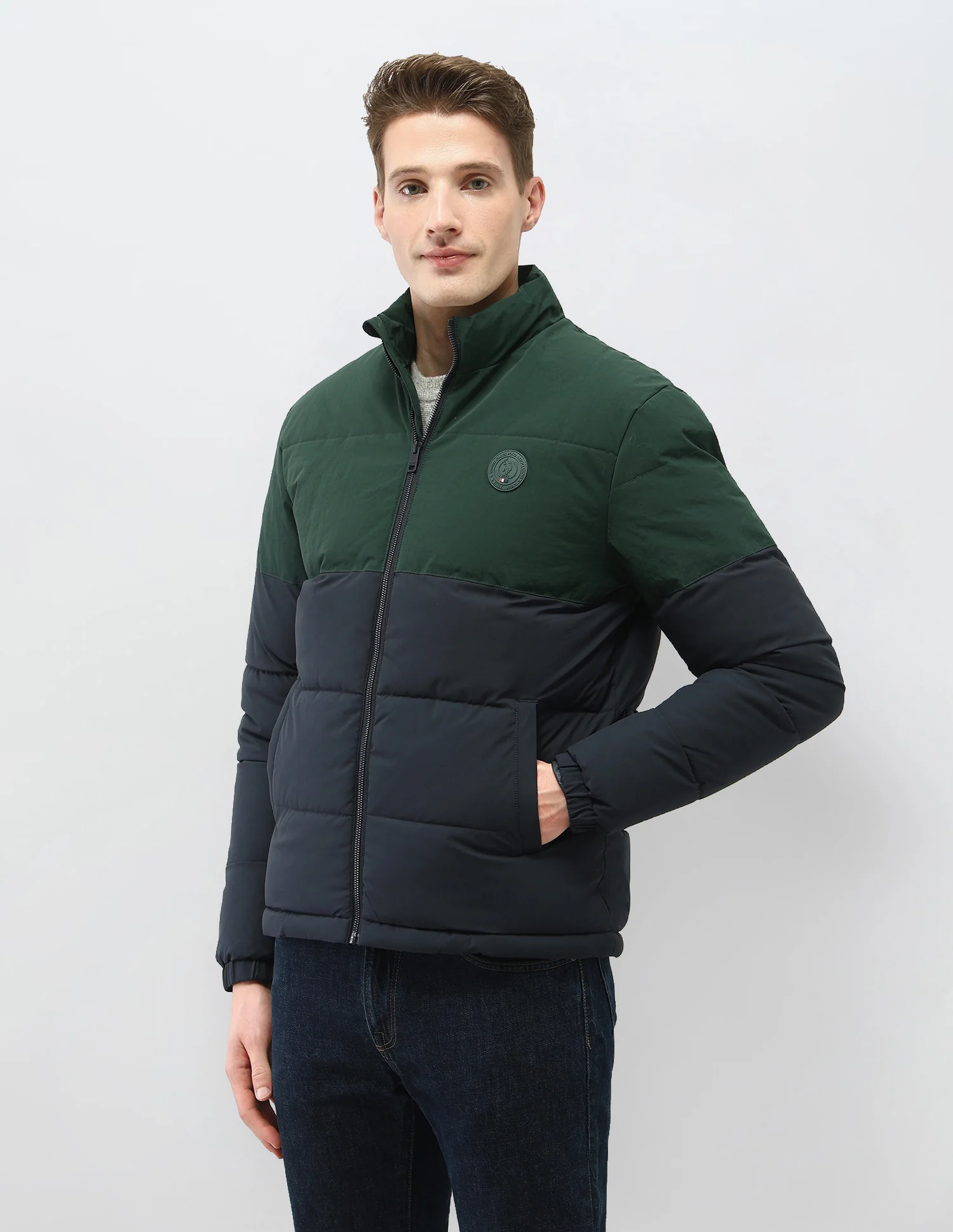 Colour Blocked Regular Fit Puffer Jacket - Image 4