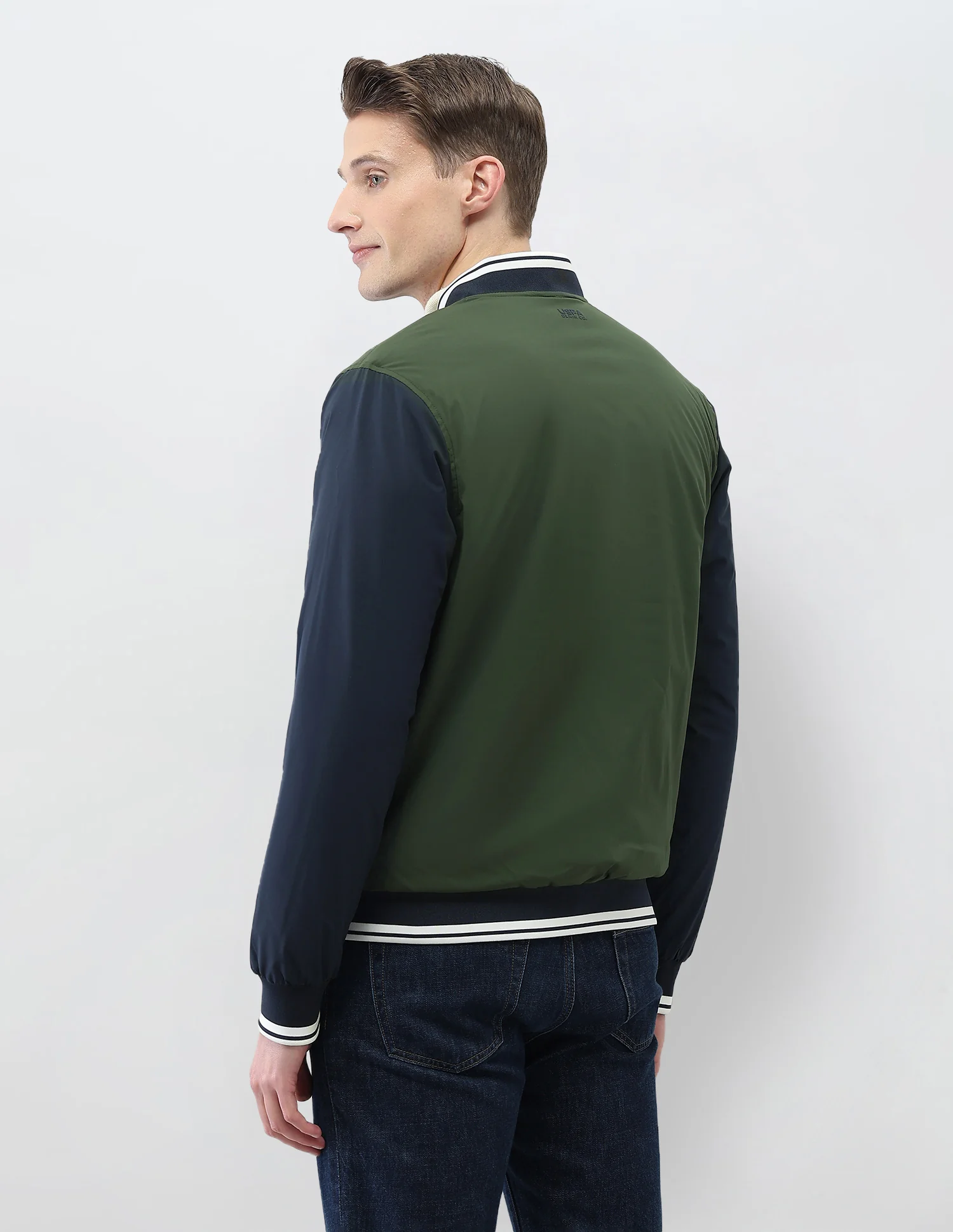 Colour Blocked Regular Fit Varsity Jacket - Image 5
