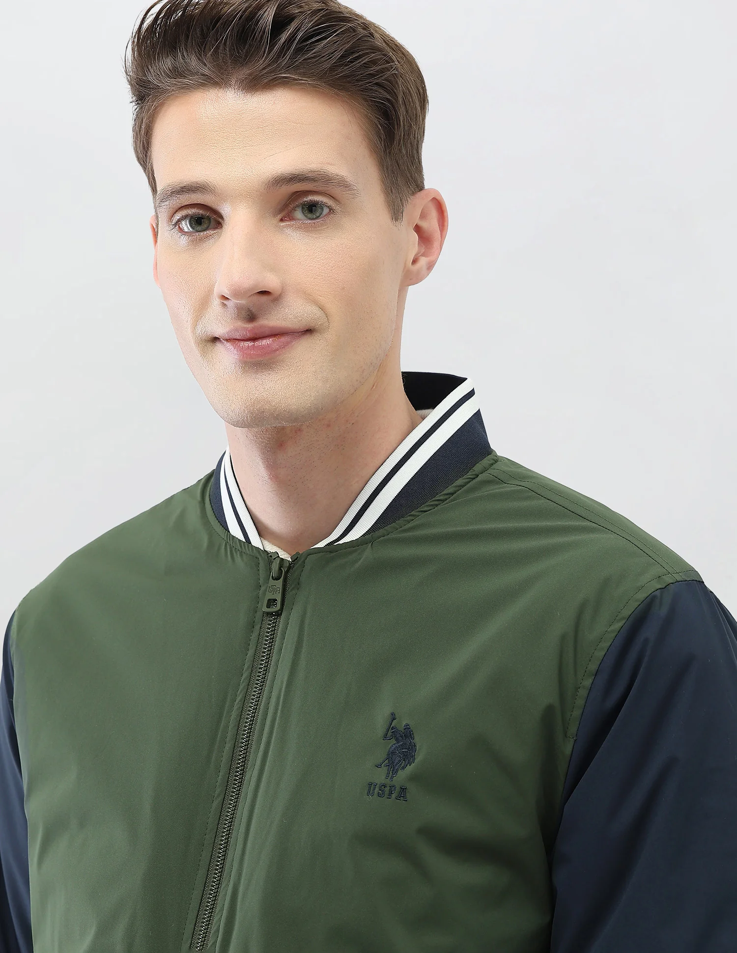 Colour Blocked Regular Fit Varsity Jacket - Image 7
