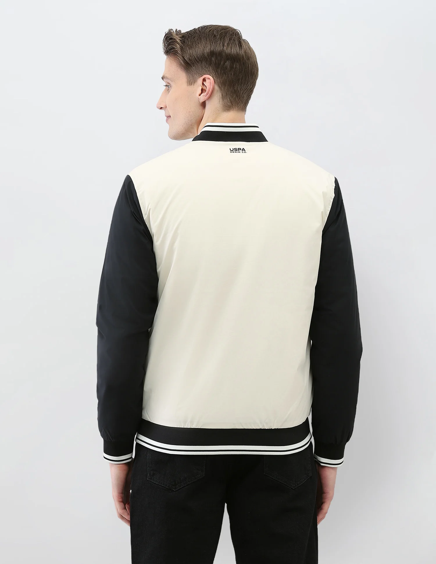 Colour Blocked Regular Fit Varsity Jacket - Image 5
