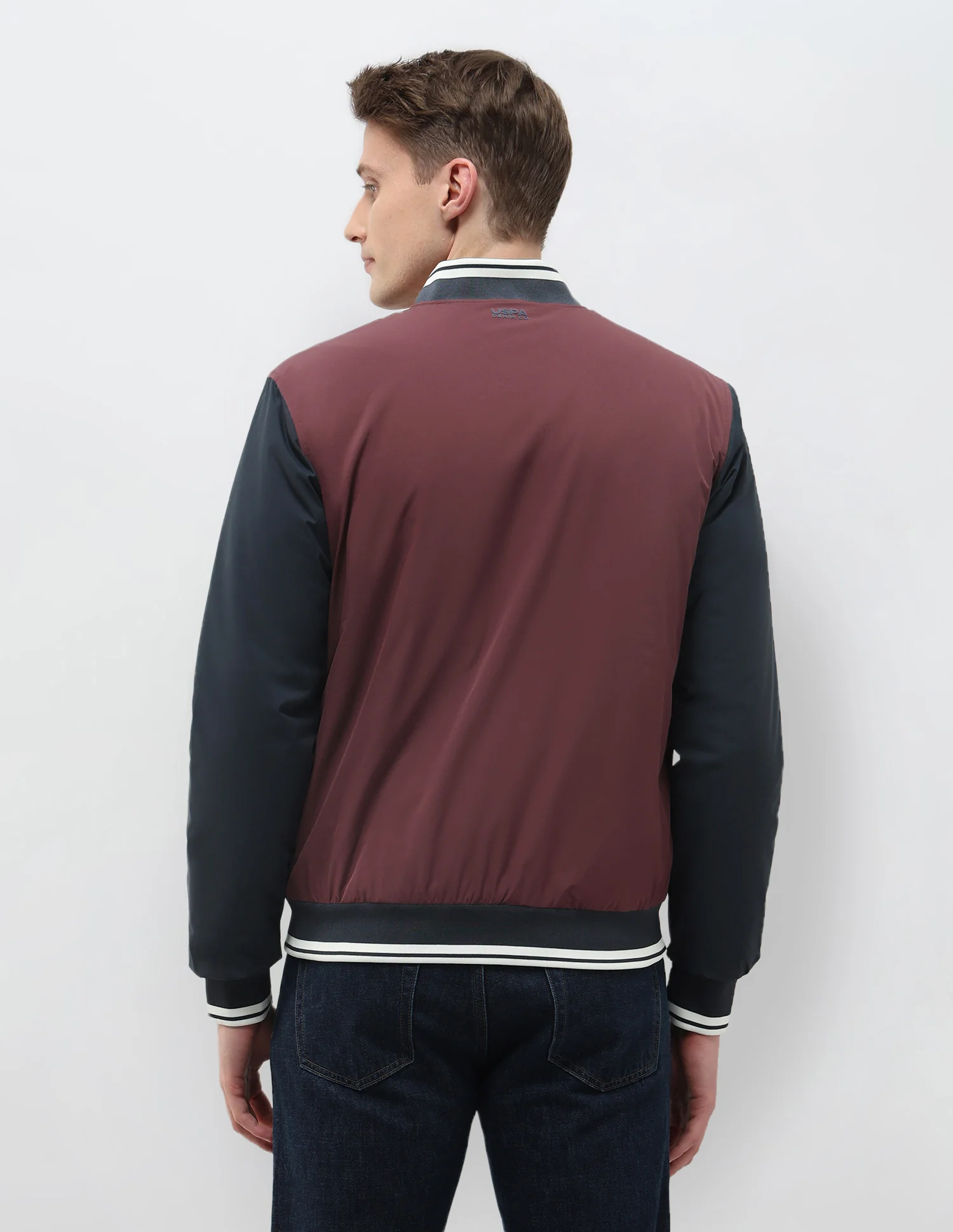Colour Blocked Regular Fit Varsity Jacket - Image 5