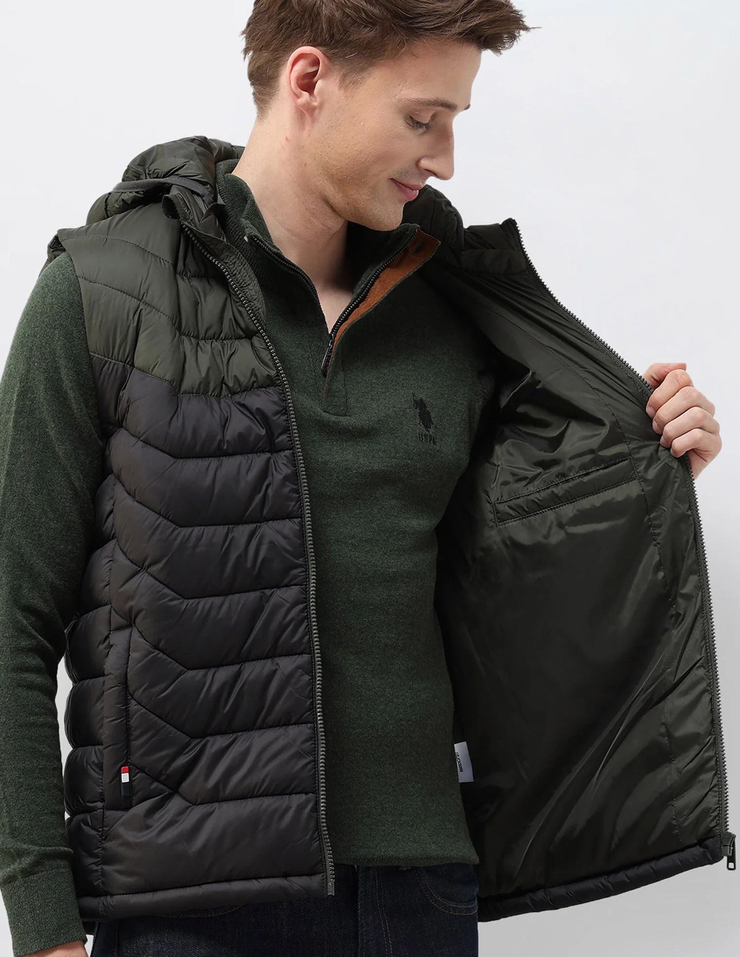 Colour Blocked Removable Hood Puffer Jacket - Image 10