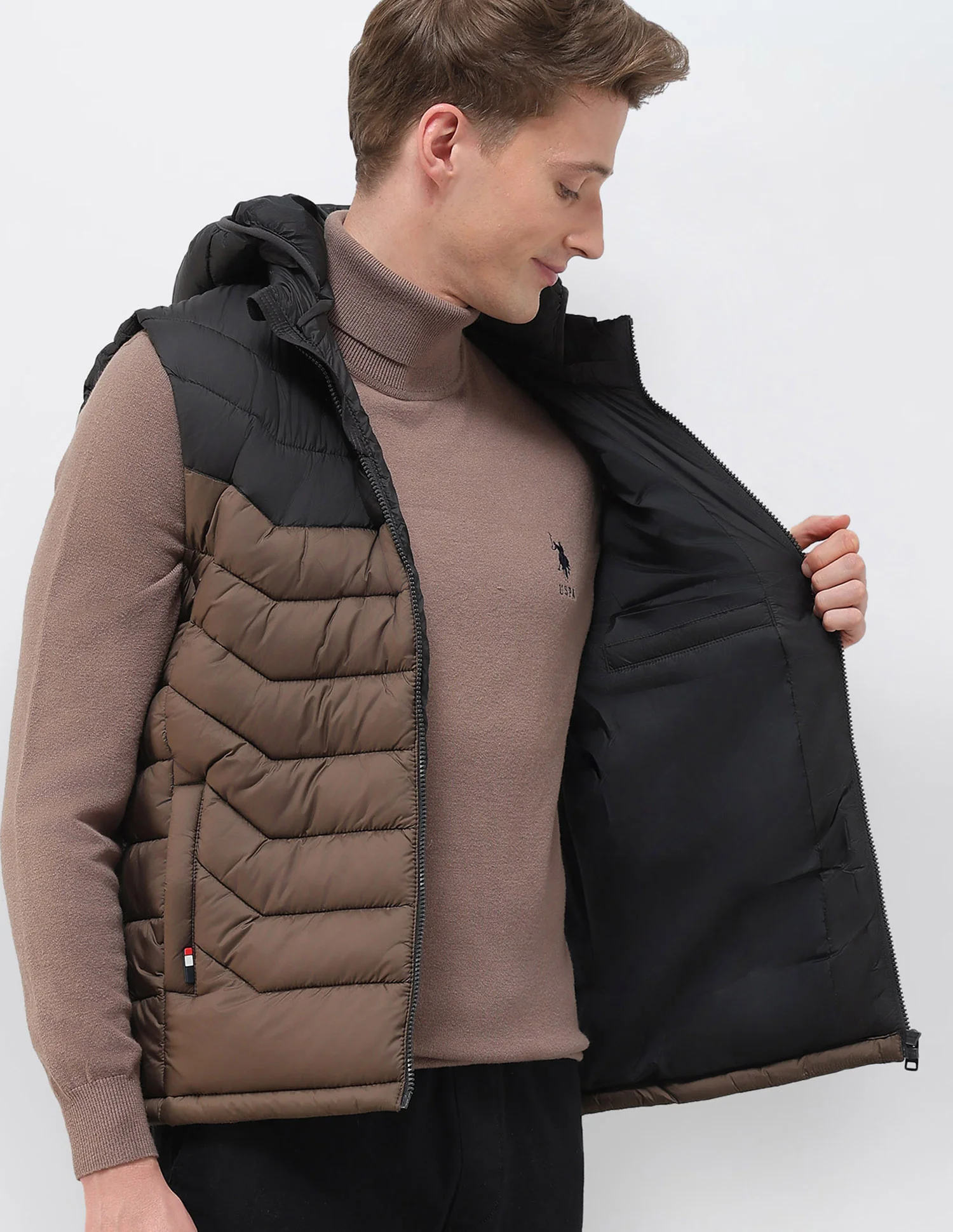Colour Blocked Removable Hood Puffer Jacket - Image 9