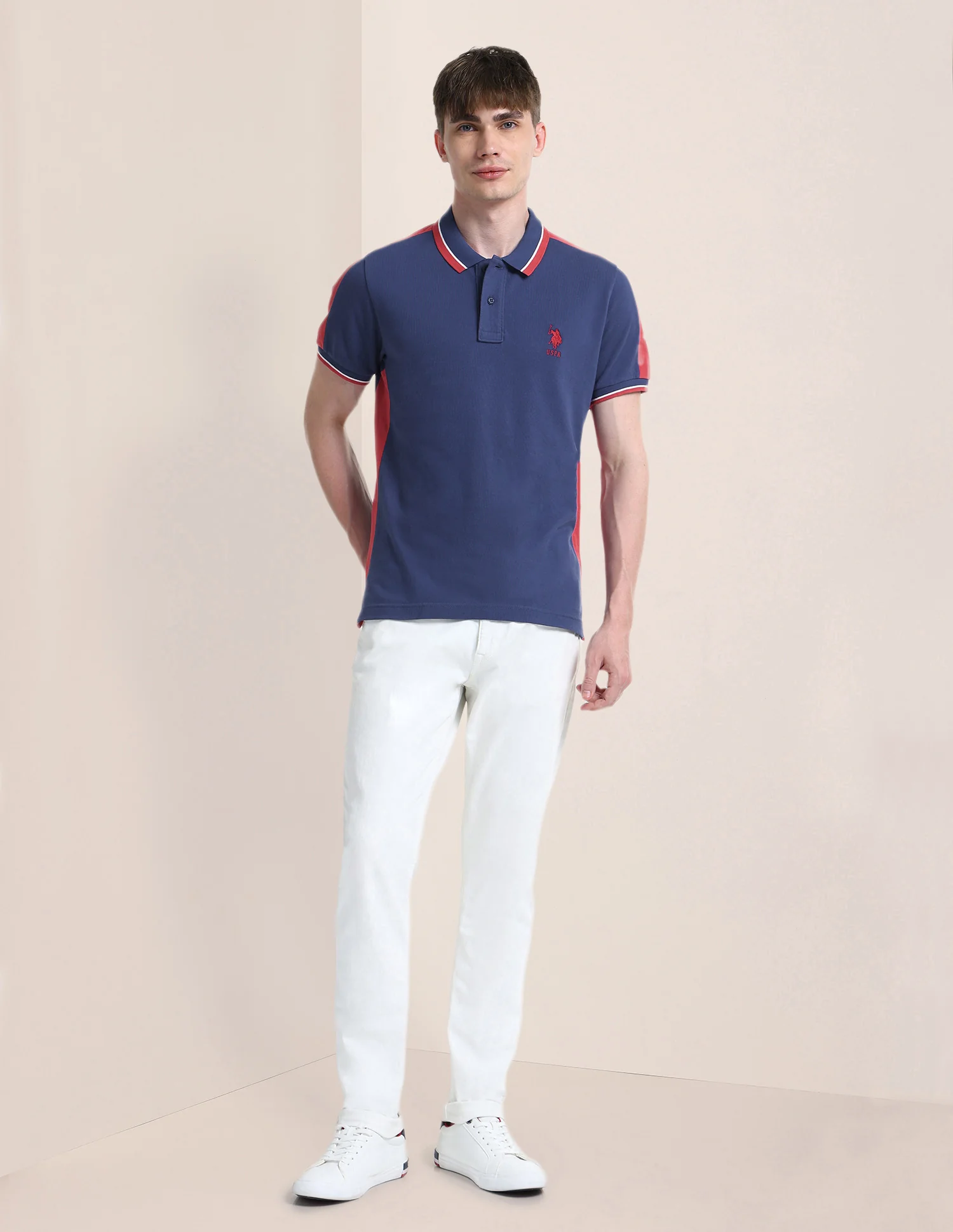 Colour Blocked Slim Fit Polo Shirt - Image 3