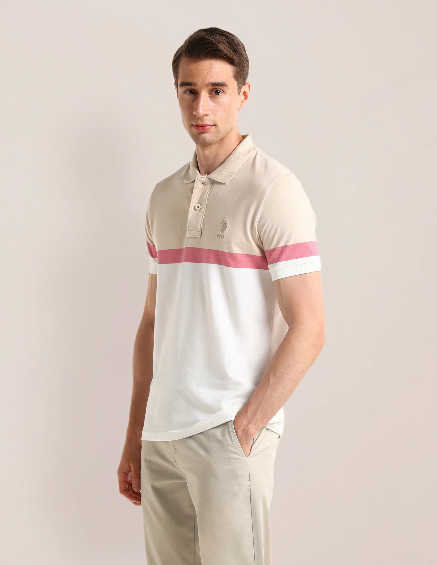 Colour Blocked Slim Fit Polo Shirt - Image 4
