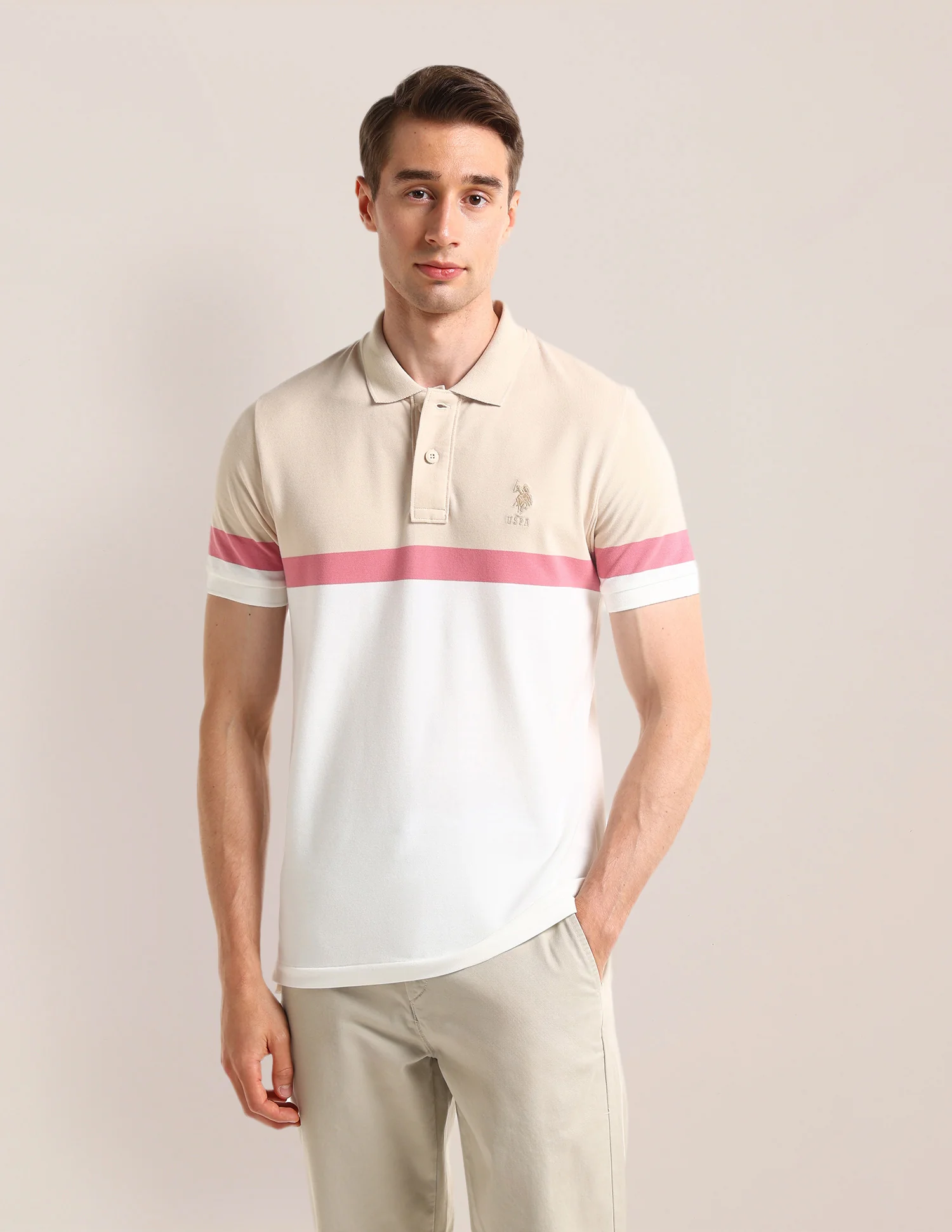Colour Blocked Slim Fit Polo Shirt - Image 6