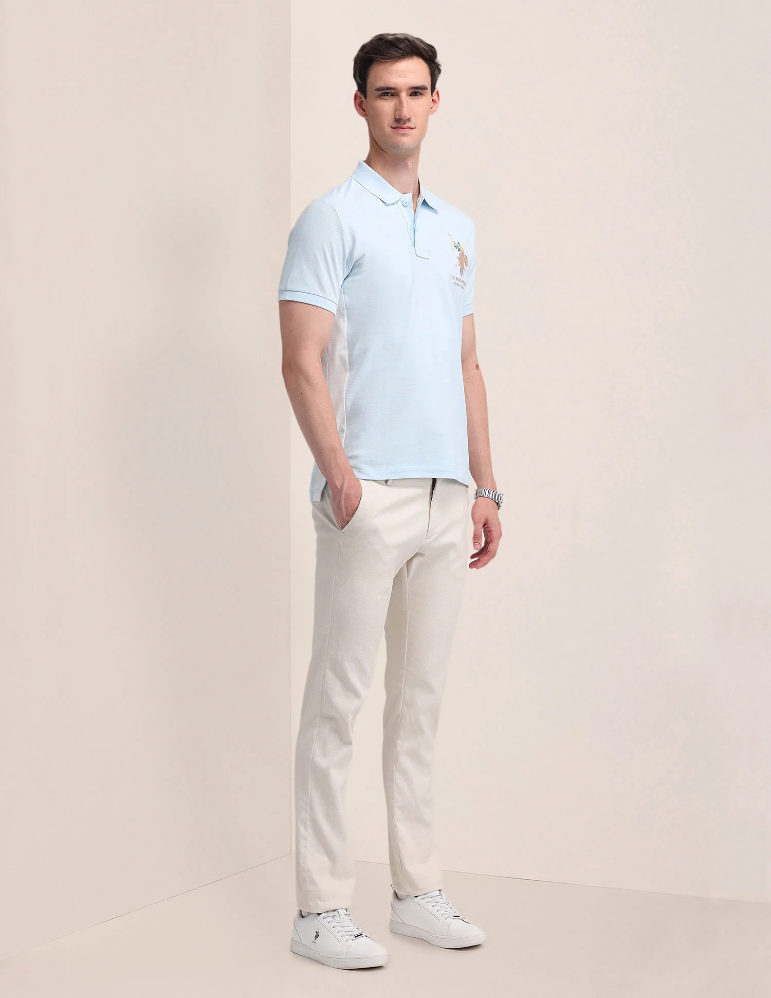 Colour Blocked Slim Fit Polo Shirt - Image 3
