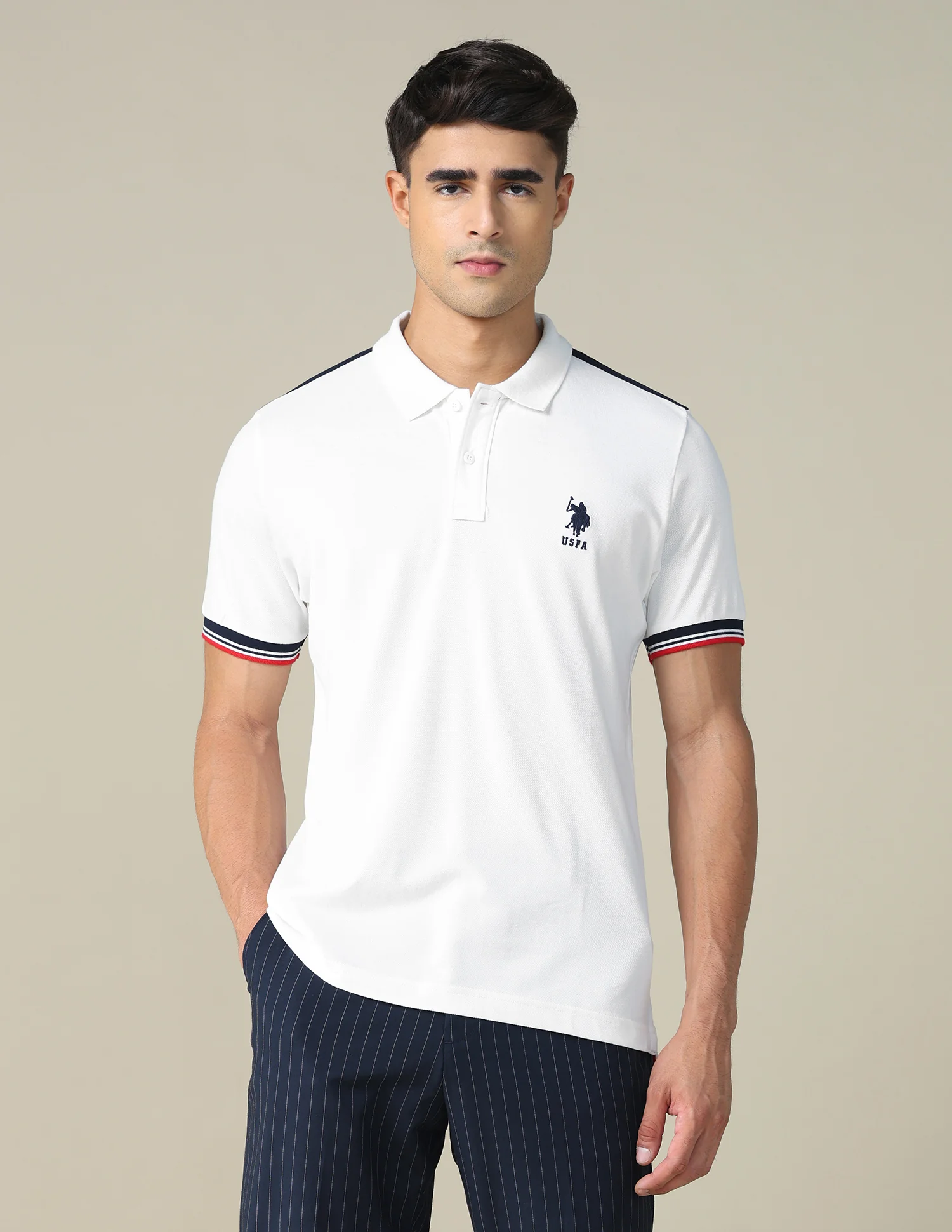 Colourblocked Brand Embroidered Regular Fit Polo Shirt - Image 6