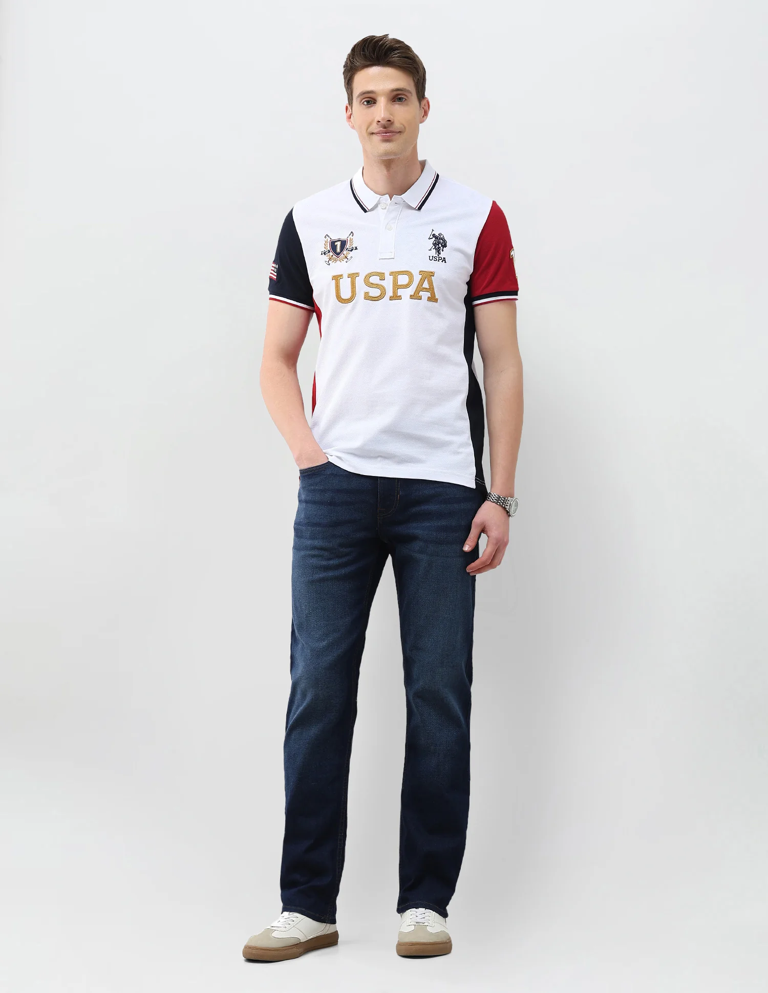 Colourblocked Brand Embroidered Slim Fit Polo Shirt - Image 3