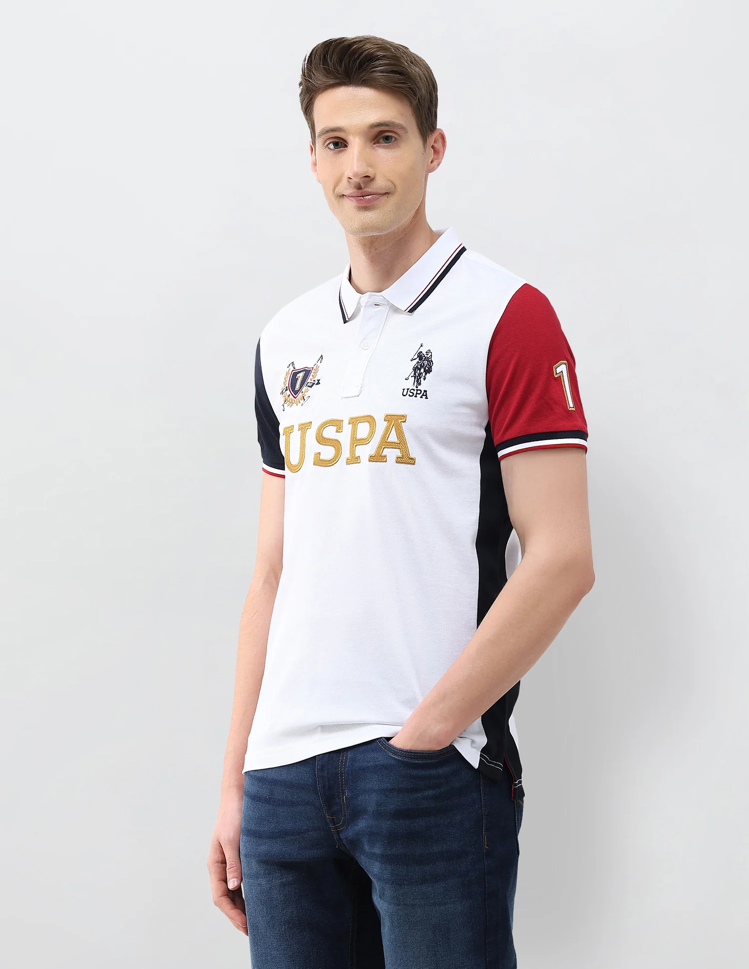 Colourblocked Brand Embroidered Slim Fit Polo Shirt - Image 4
