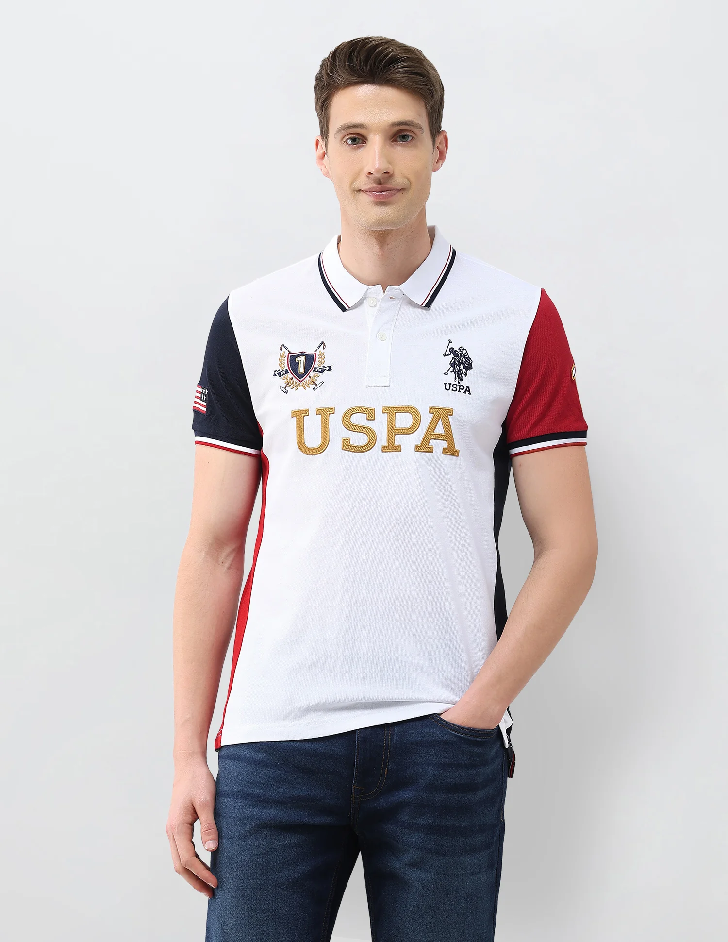 Colourblocked Brand Embroidered Slim Fit Polo Shirt - Image 6