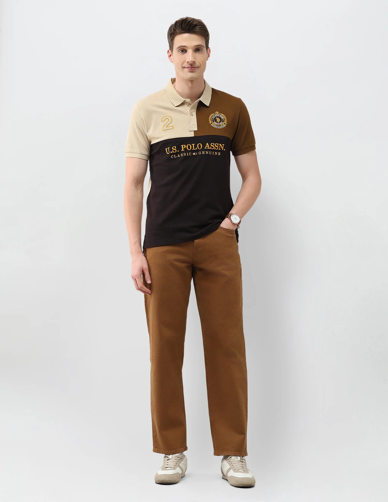 Colourblocked Brand Embroidered Slim Fit Polo Shirt - Image 3
