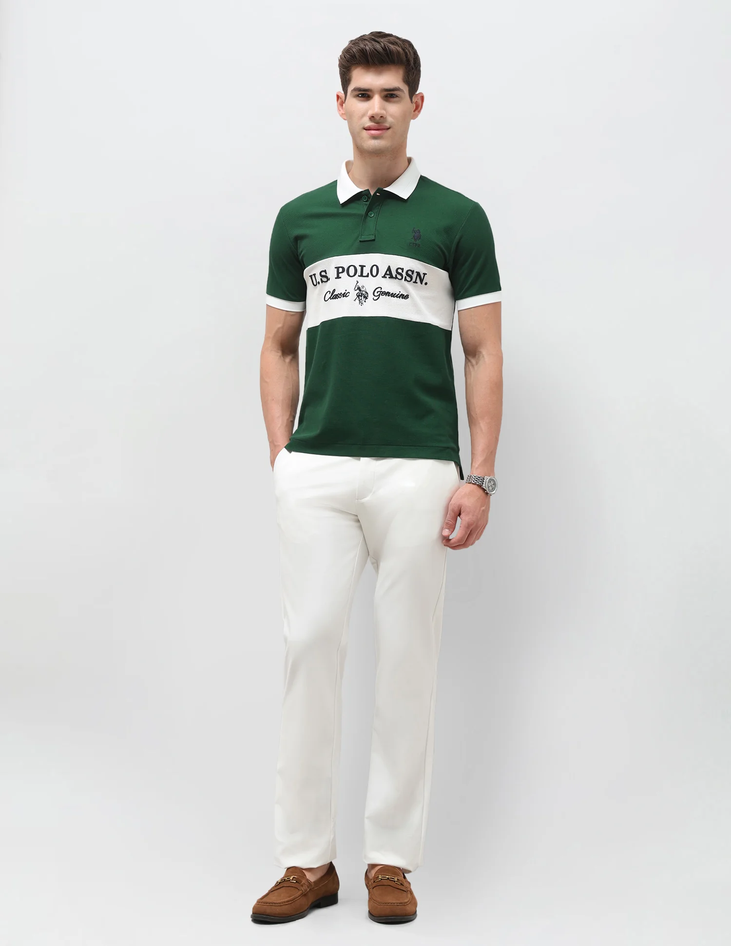 Colourblocked Brand Embroidered Slim Fit Polo Shirt - Image 3