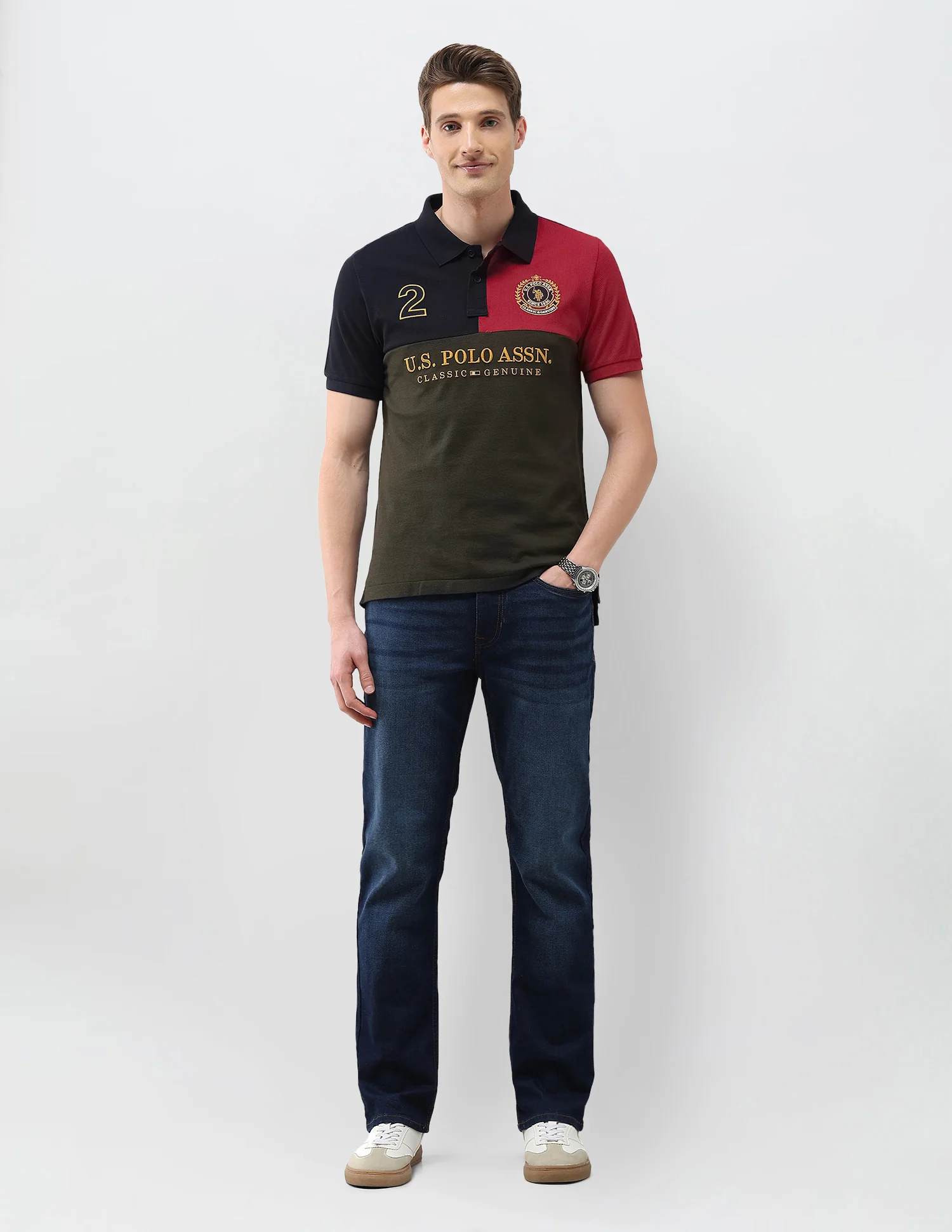 Colourblocked Brand Embroidered Slim Fit Polo Shirt - Image 3