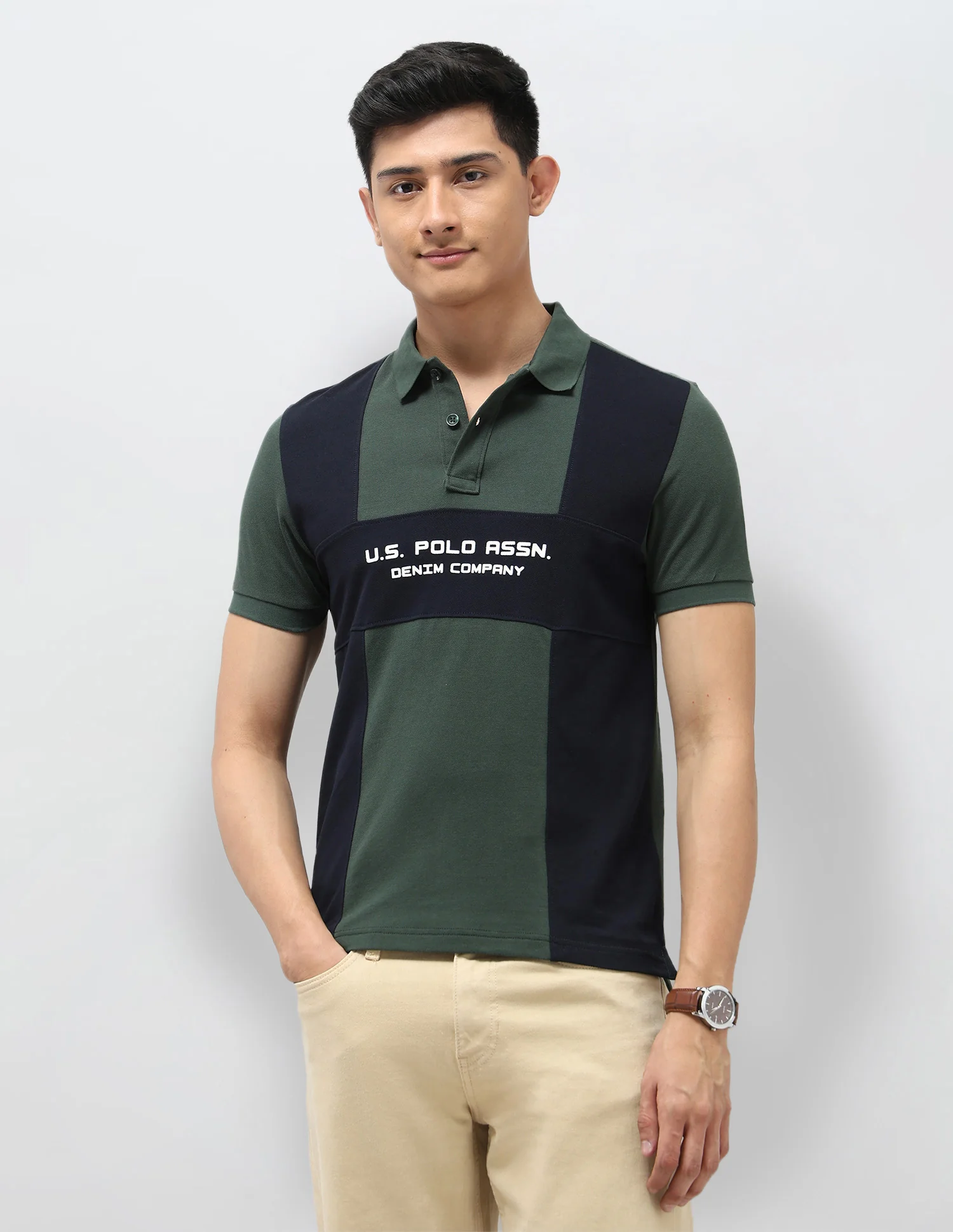 Colourblocked Pure Cotton Polo Shirt