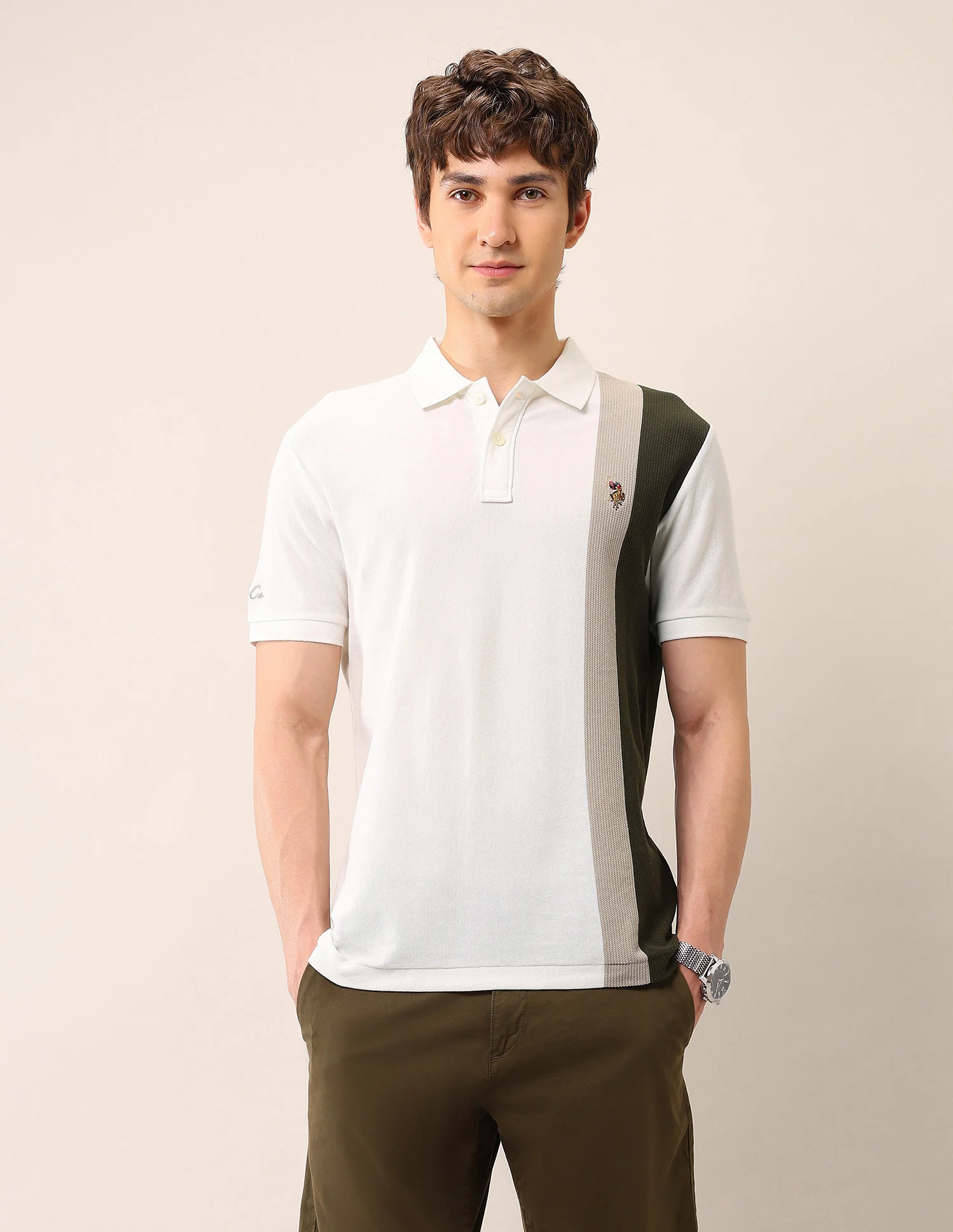 Colourblocked Pure Cotton Polo Shirt