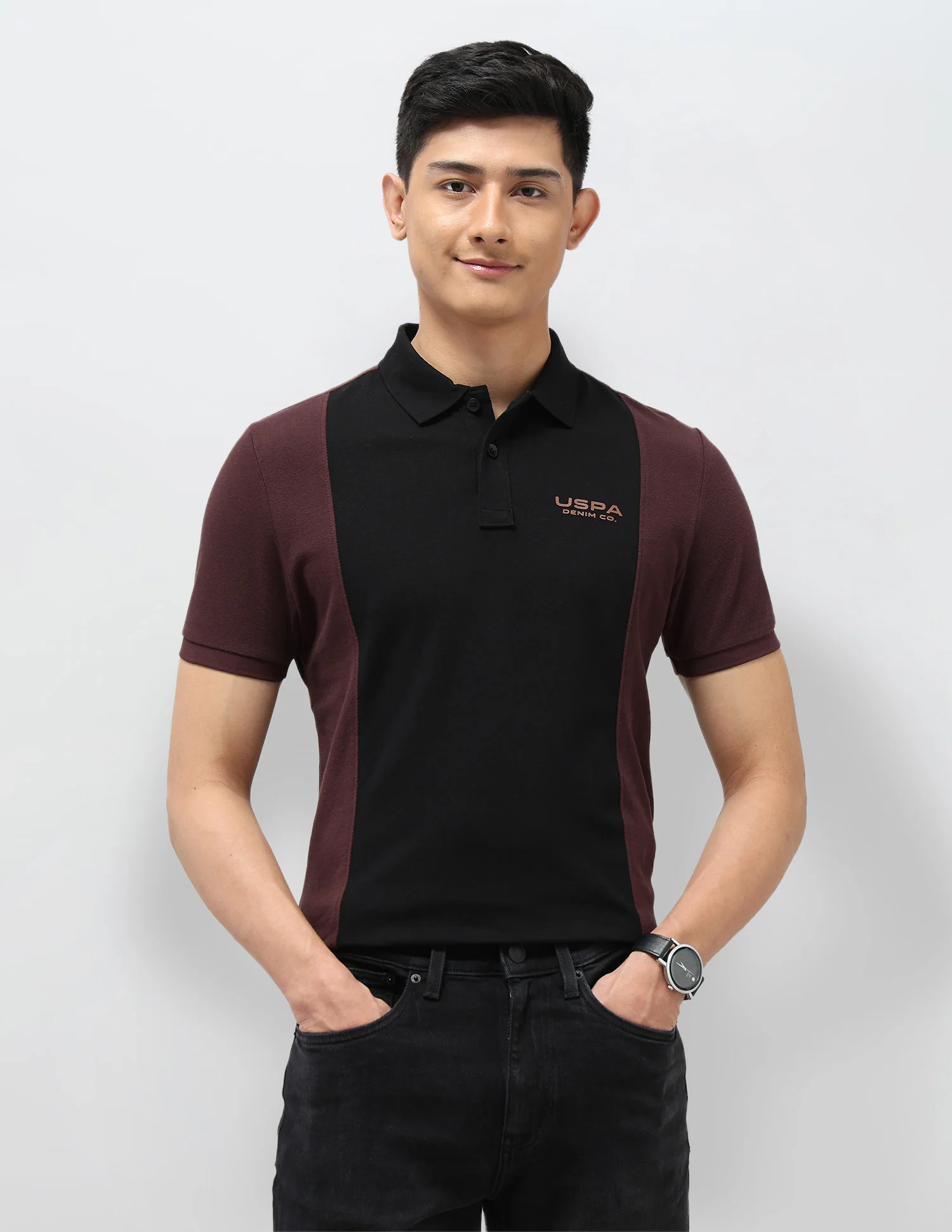 Colourblocked Pure Cotton Polo Shirt