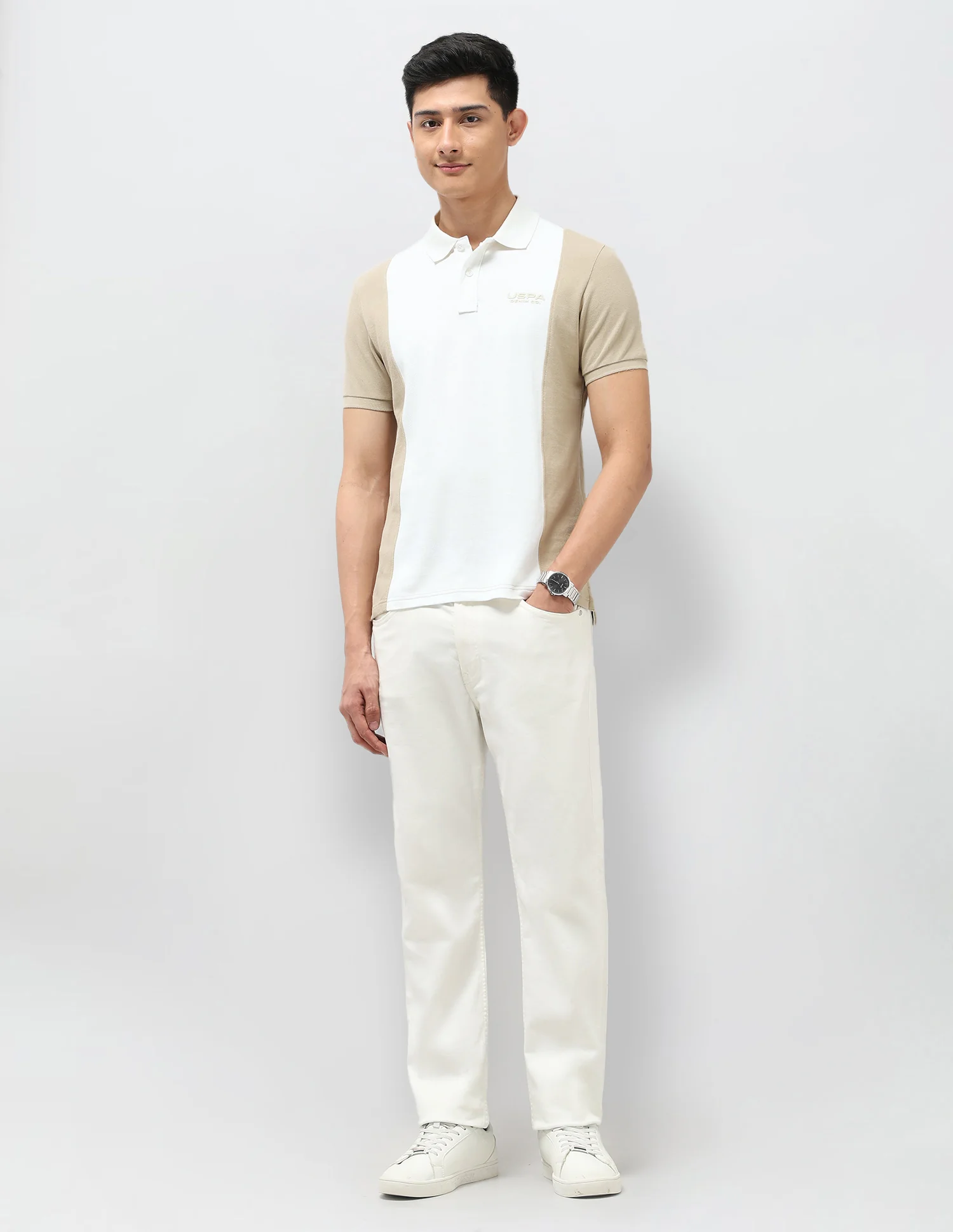 Colourblocked Pure Cotton Polo Shirt - Image 3