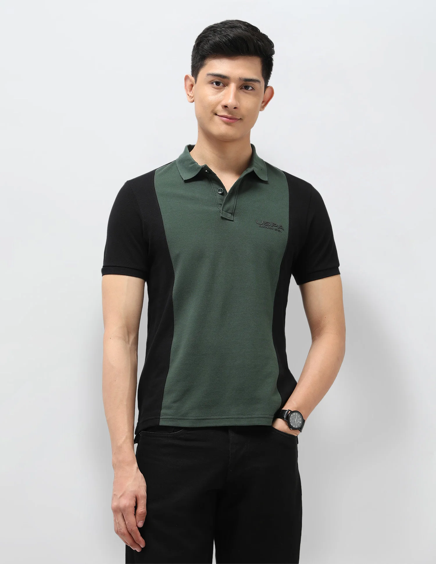 Colourblocked Pure Cotton Polo Shirt