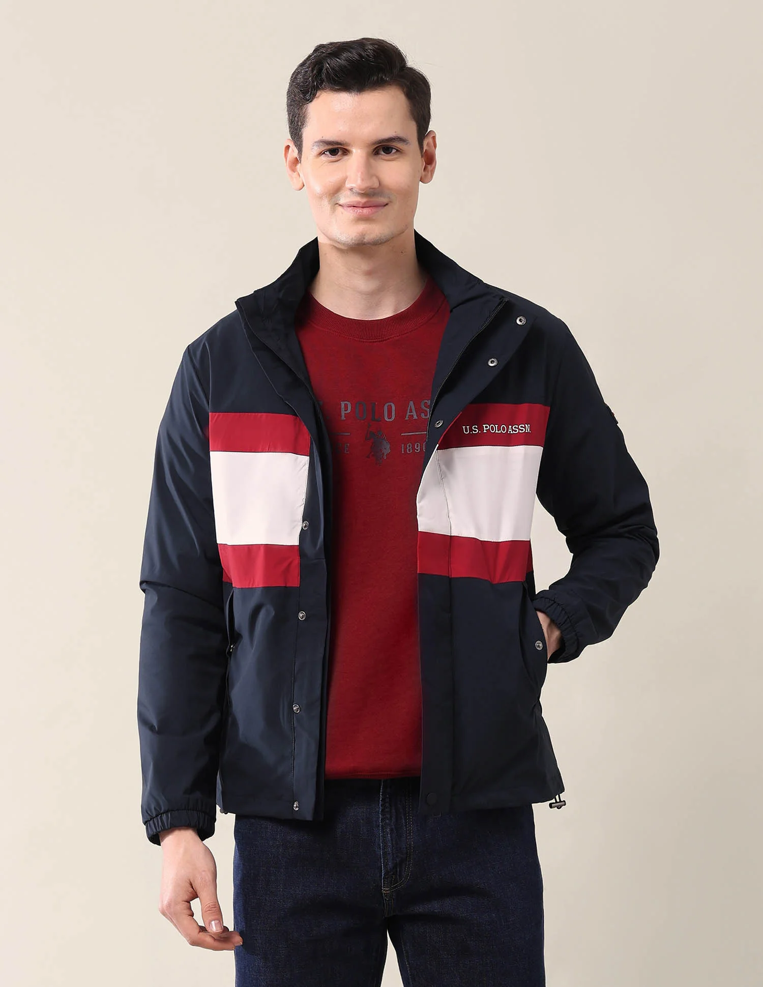 Colourblocked Regular Fit Jacket