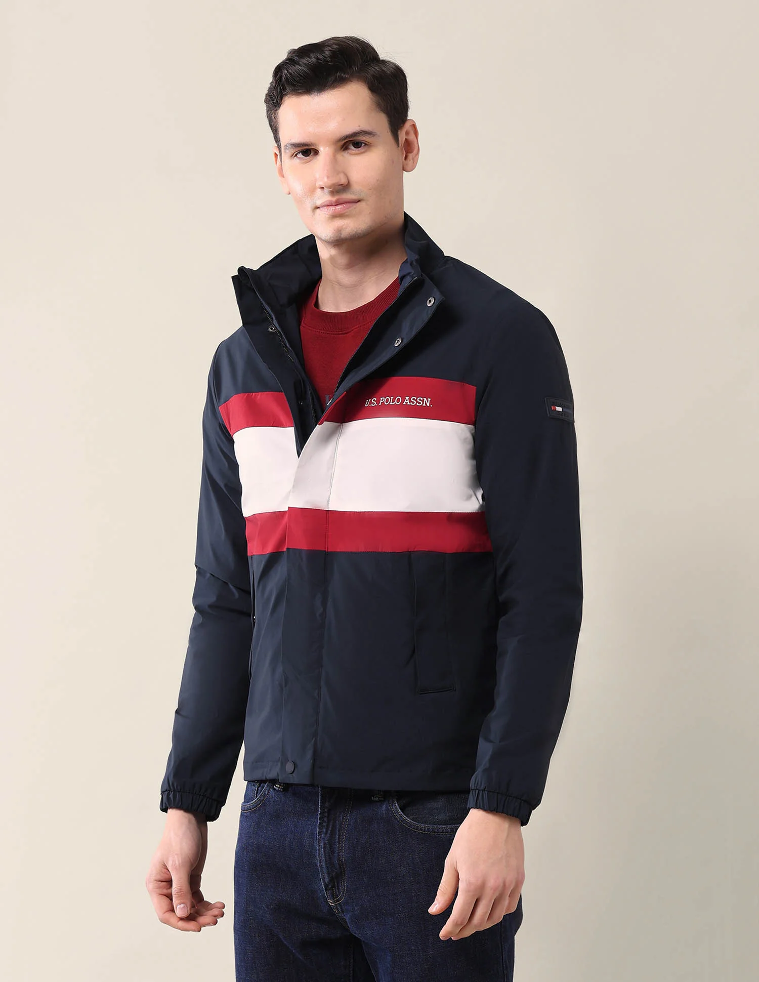 Colourblocked Regular Fit Jacket - Image 4