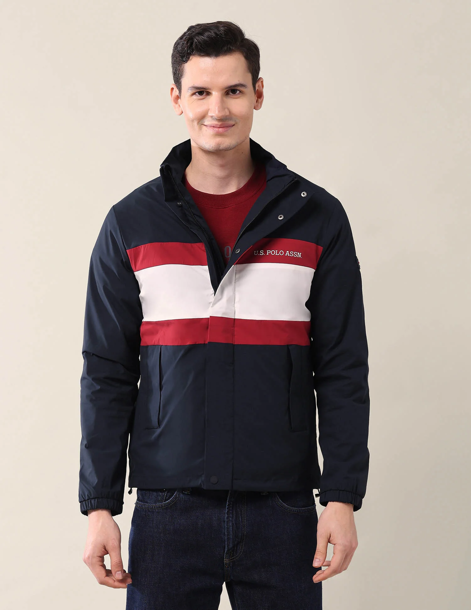 Colourblocked Regular Fit Jacket - Image 6