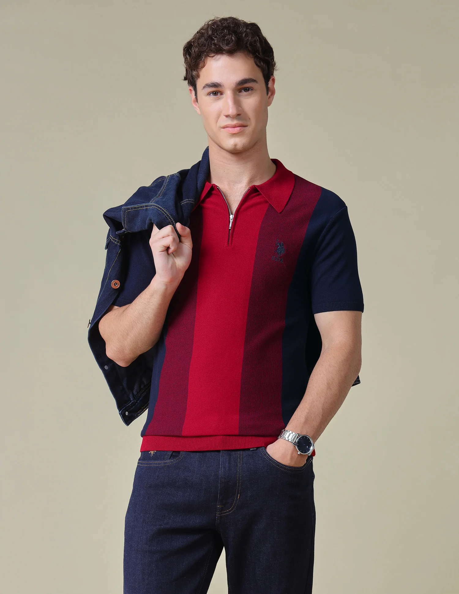 Colourblocked Regular Fit Polo Shirt