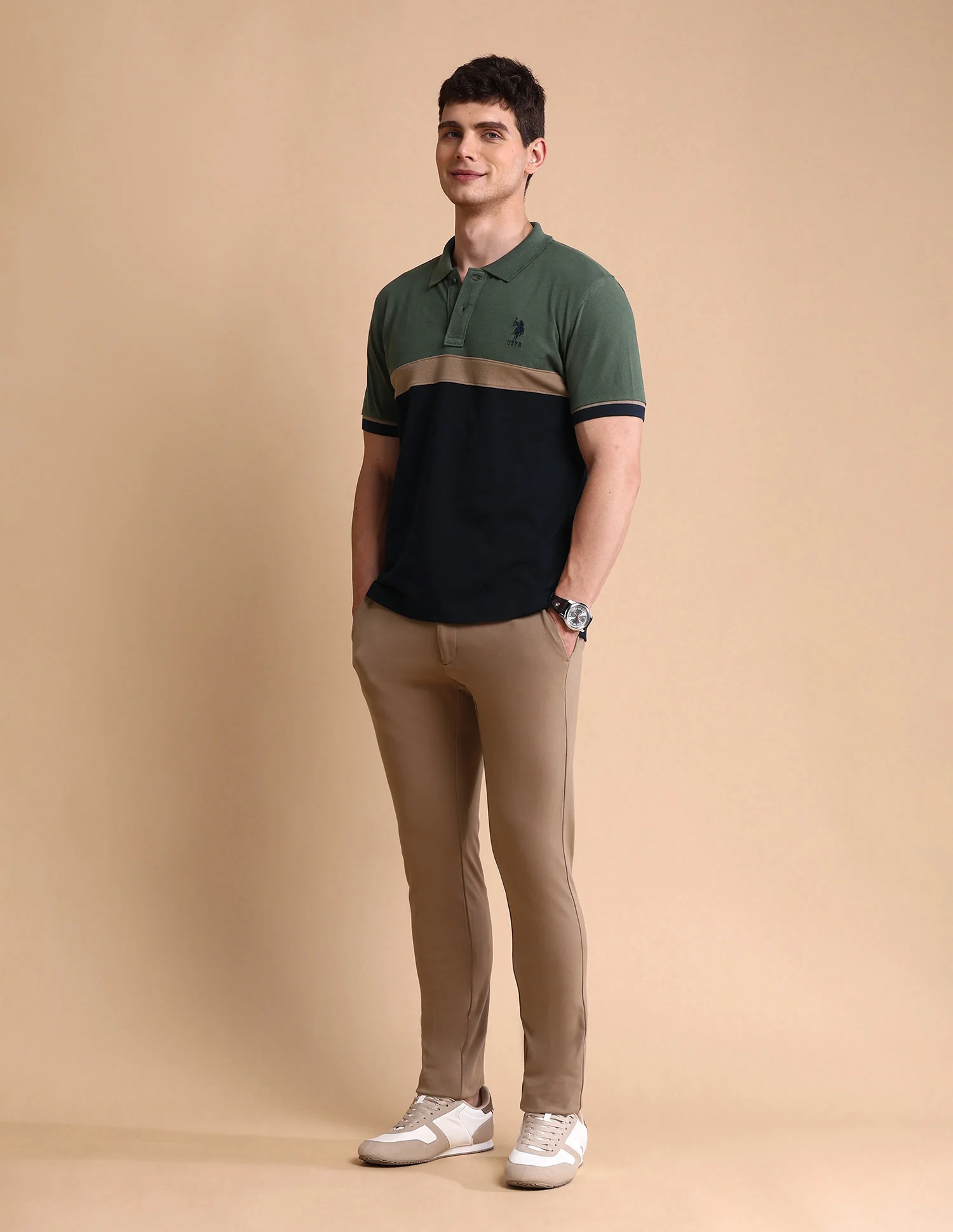 Colourblocked Slim Fit Polo Shirt - Image 3