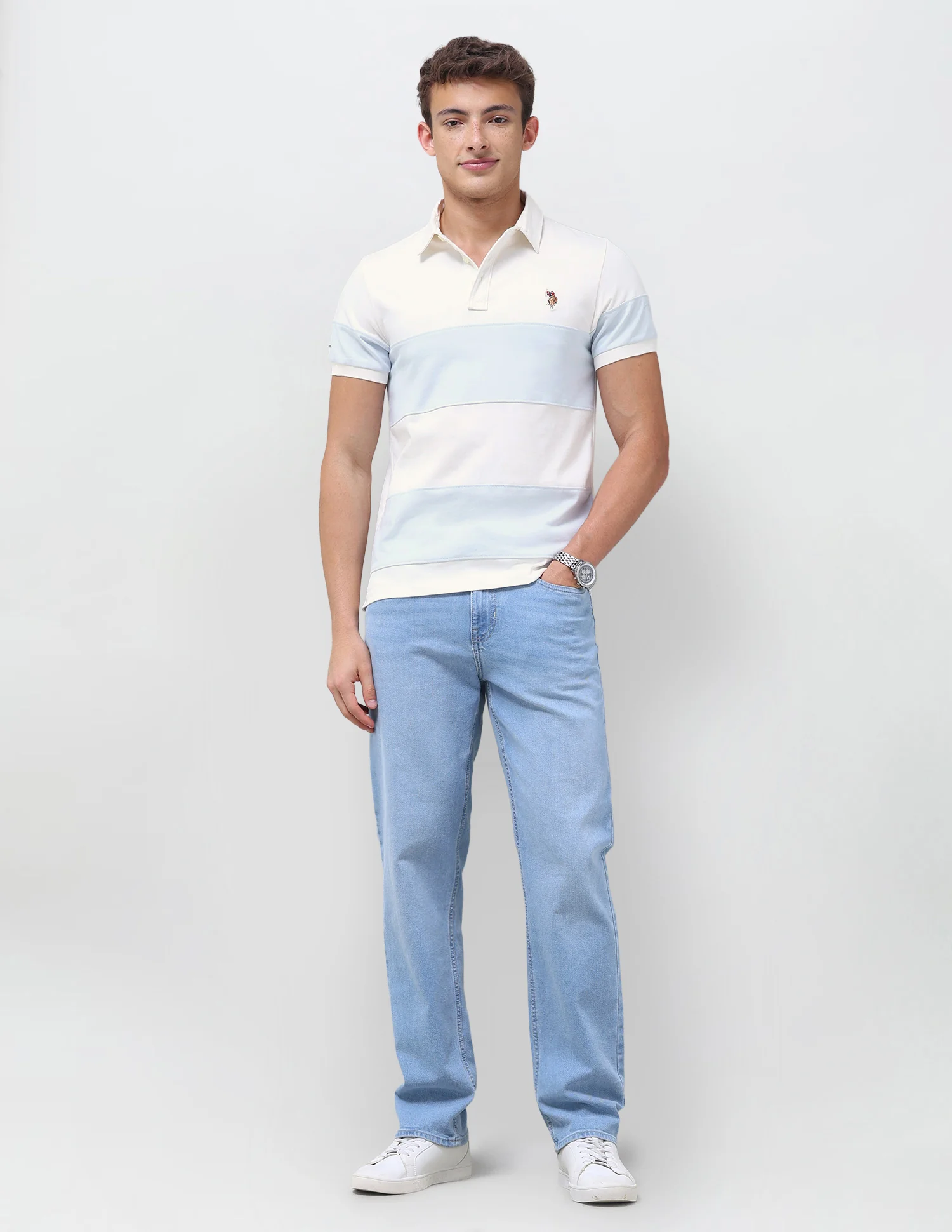 Colourblocked Slim Fit Polo Shirt - Image 3