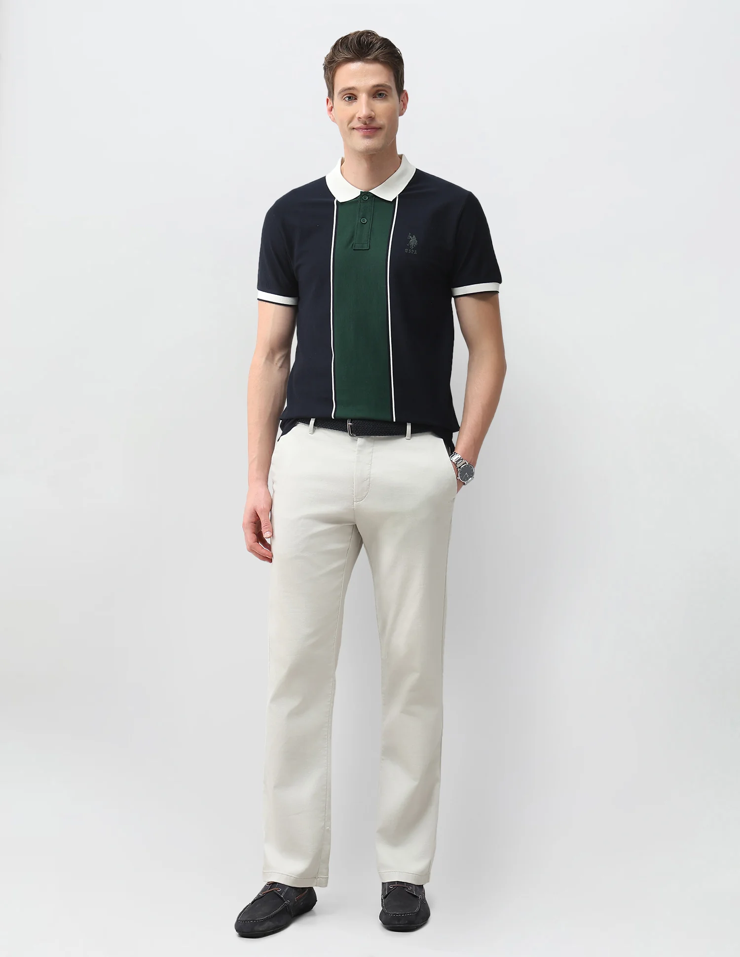 Colourblocked Slim Fit Polo Shirt - Image 3