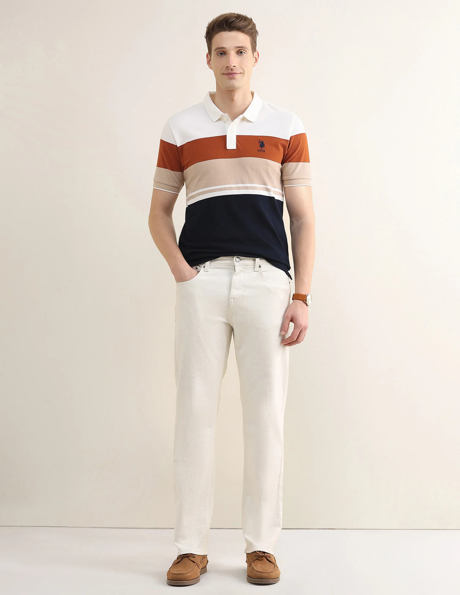 Colourblocked Slim Fit Polo Shirt - Image 3