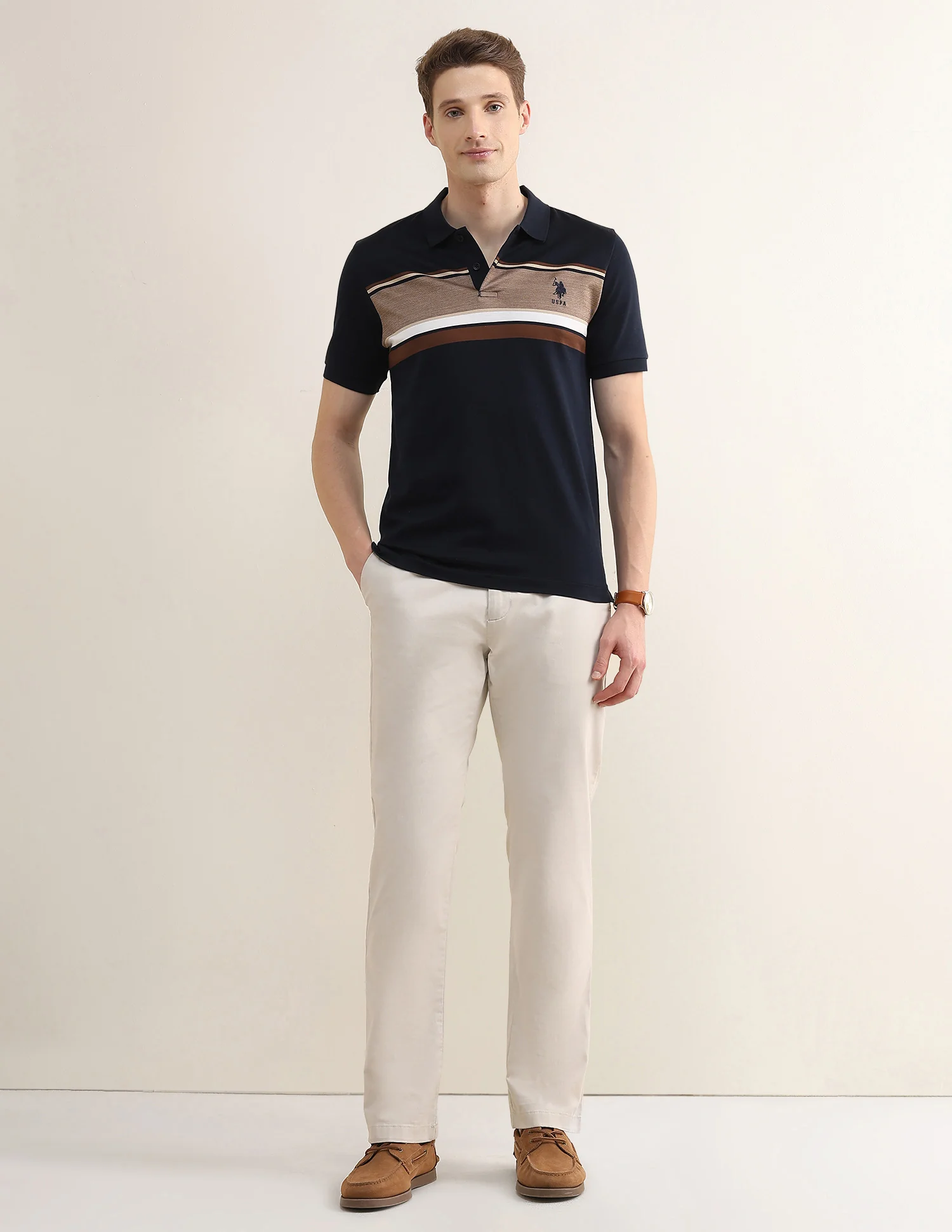 Colourblocked Slim Fit Polo Shirt - Image 3