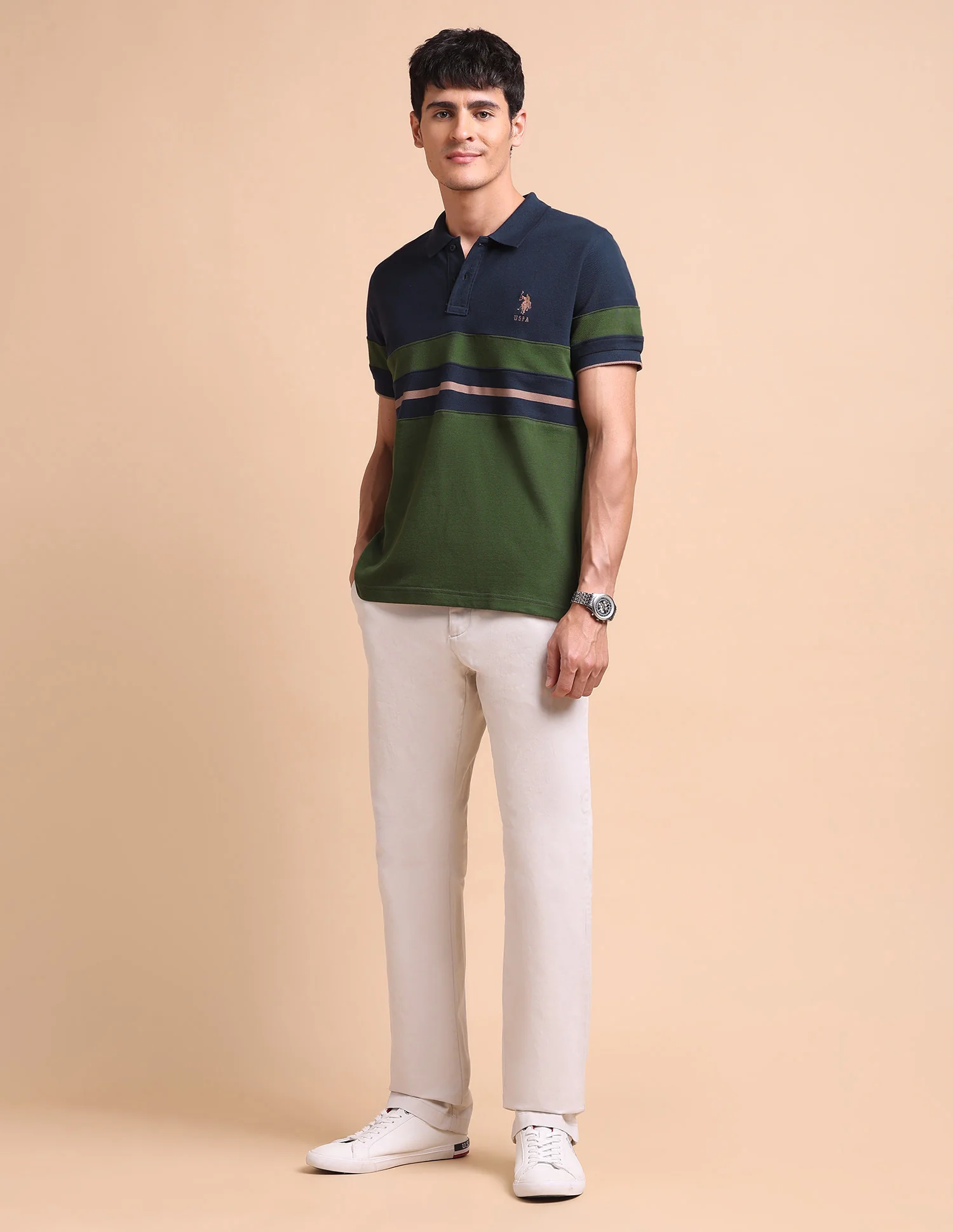 Colourblocked Slim Fit Polo Shirt - Image 3