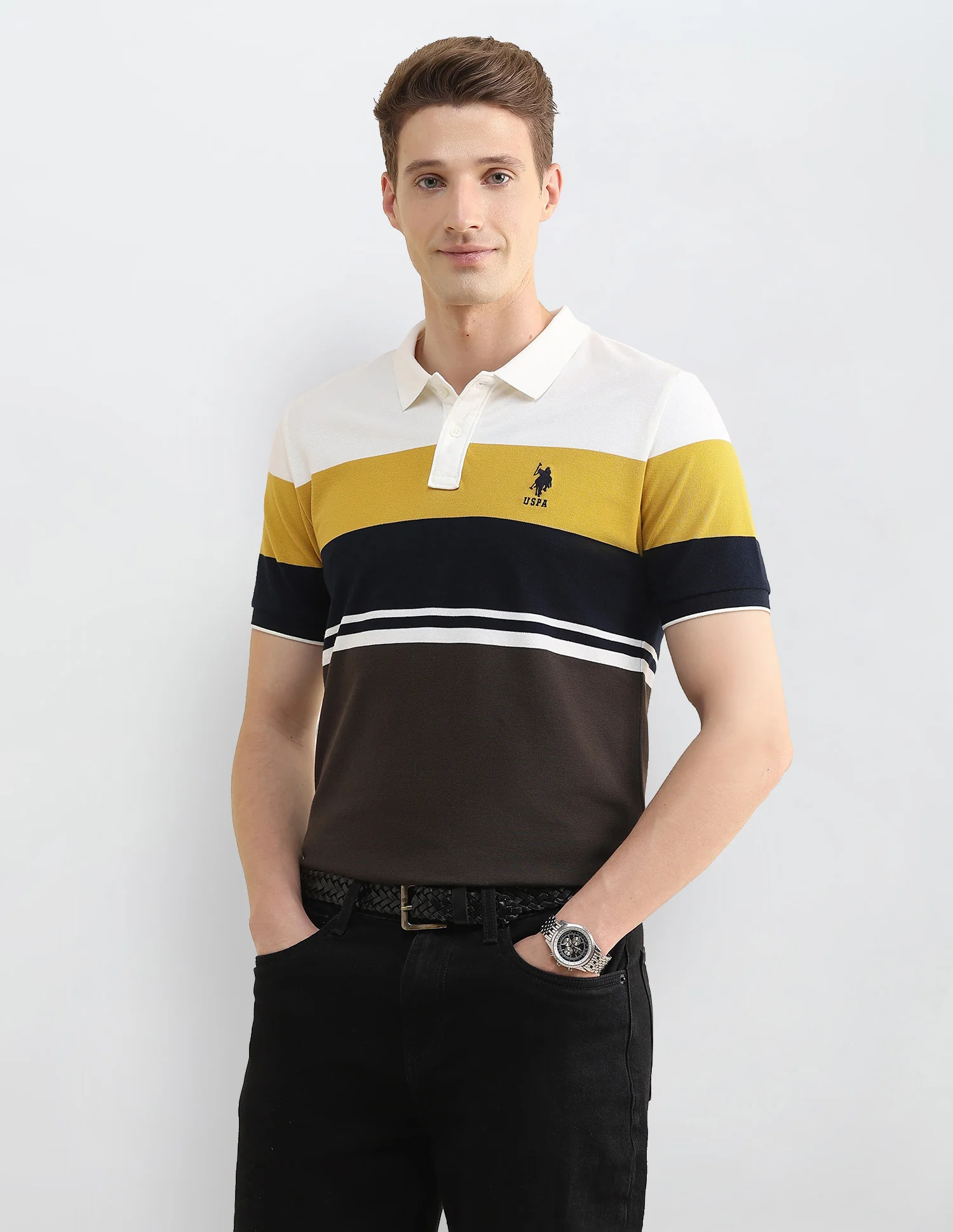 Colourblocked Slim Fit Polo Shirt