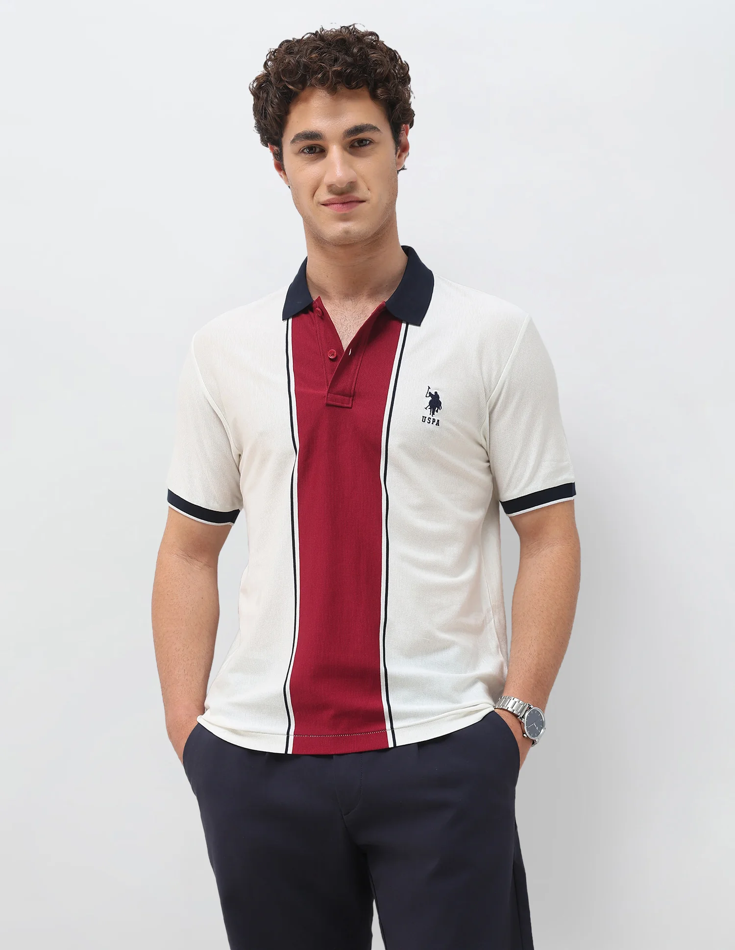 Colourblocked Slim Fit Polo Shirt