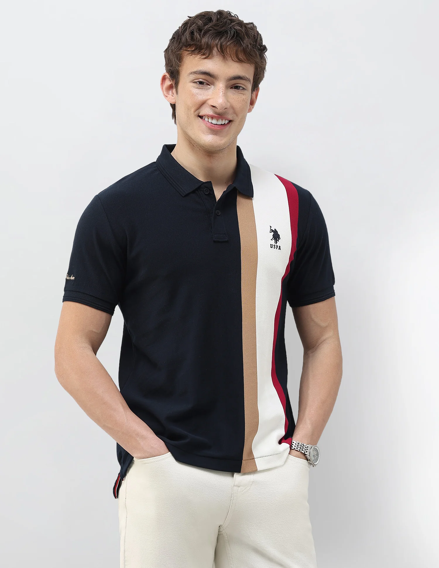 Colourblocked Slim Fit Polo Shirt