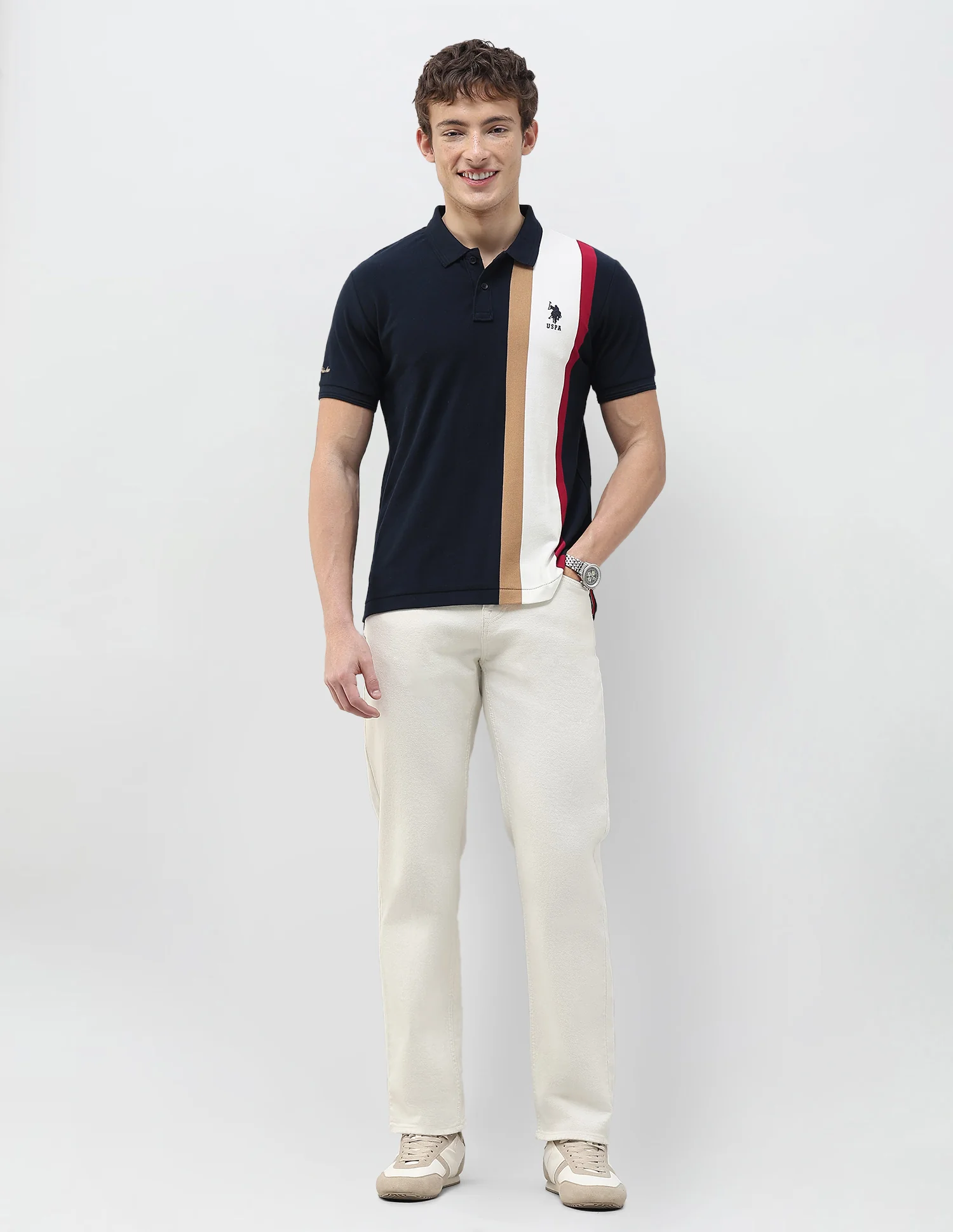 Colourblocked Slim Fit Polo Shirt - Image 3
