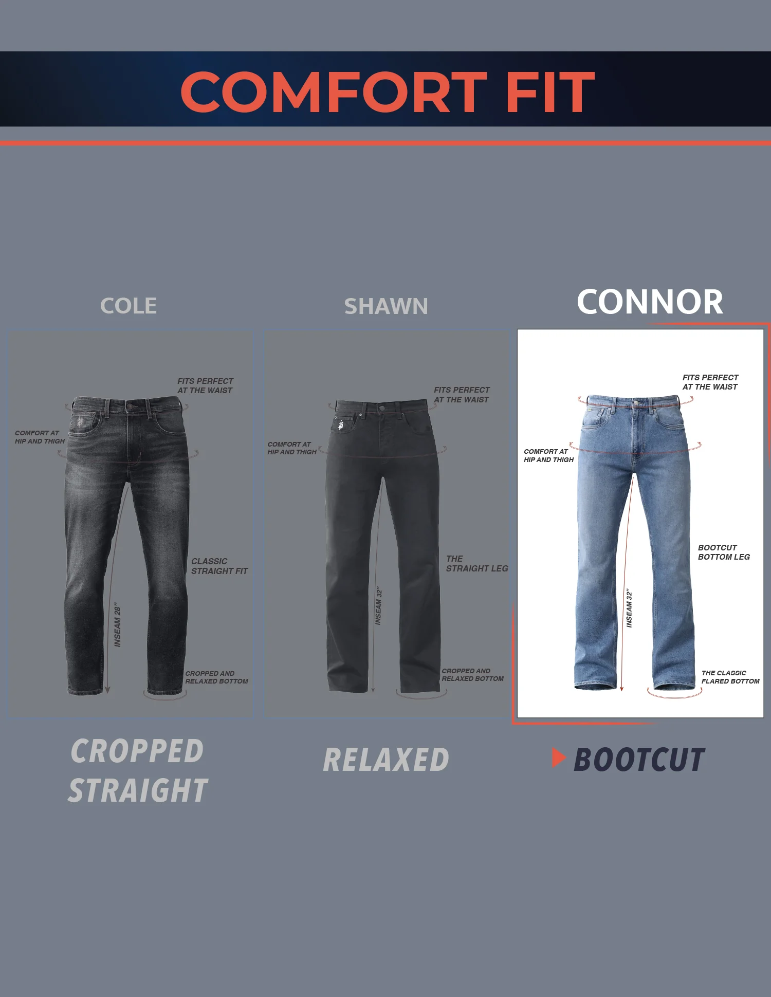 Connor Bootcut Fit Blue Jeans - Image 9