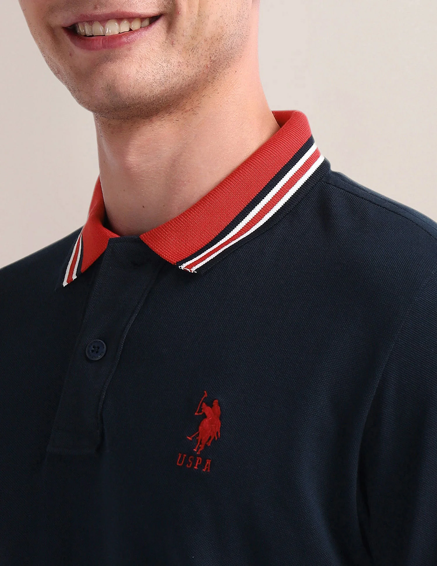 Contrast Collar Slim Polo Shirt - Image 7