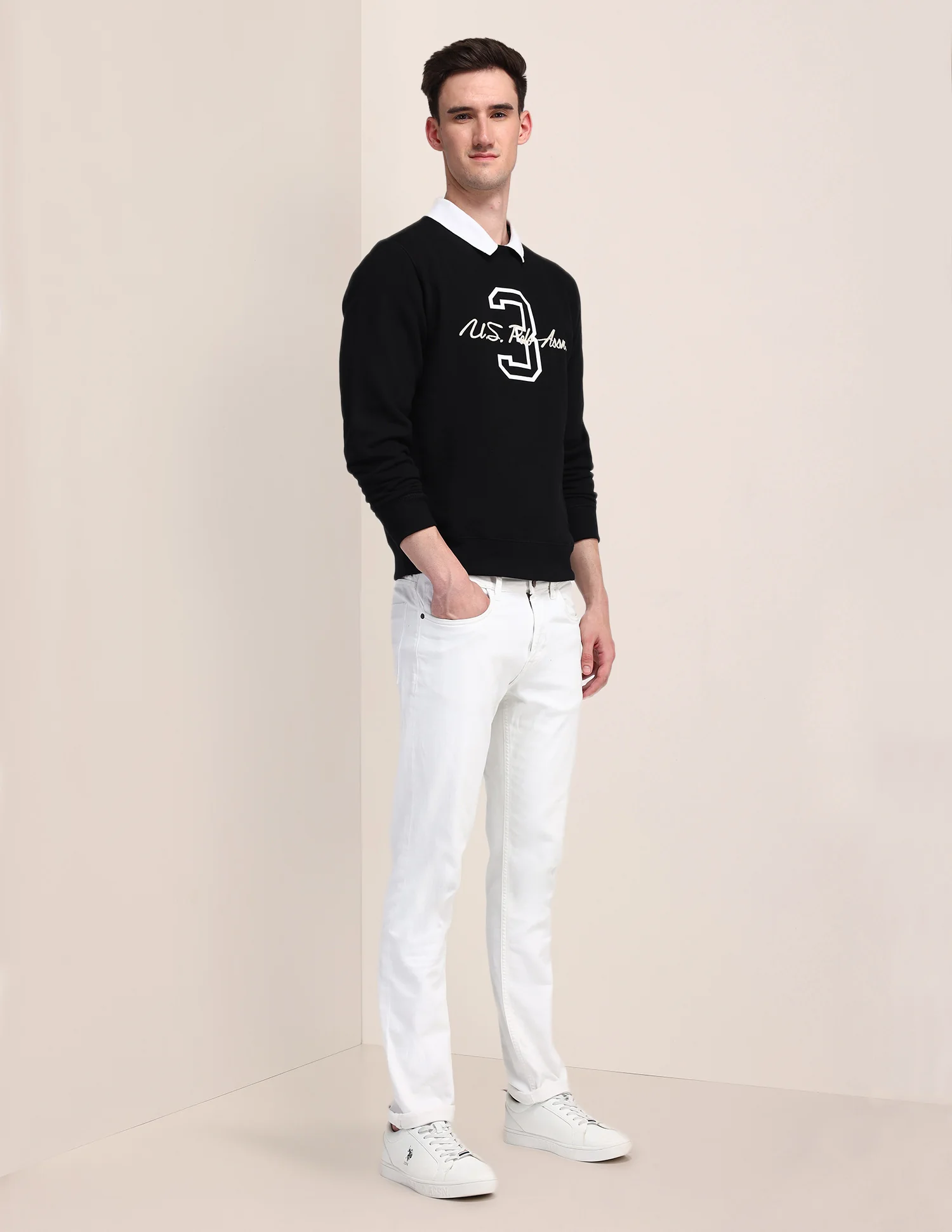 Crew Neck Typographic Sweatshirt - Image 3